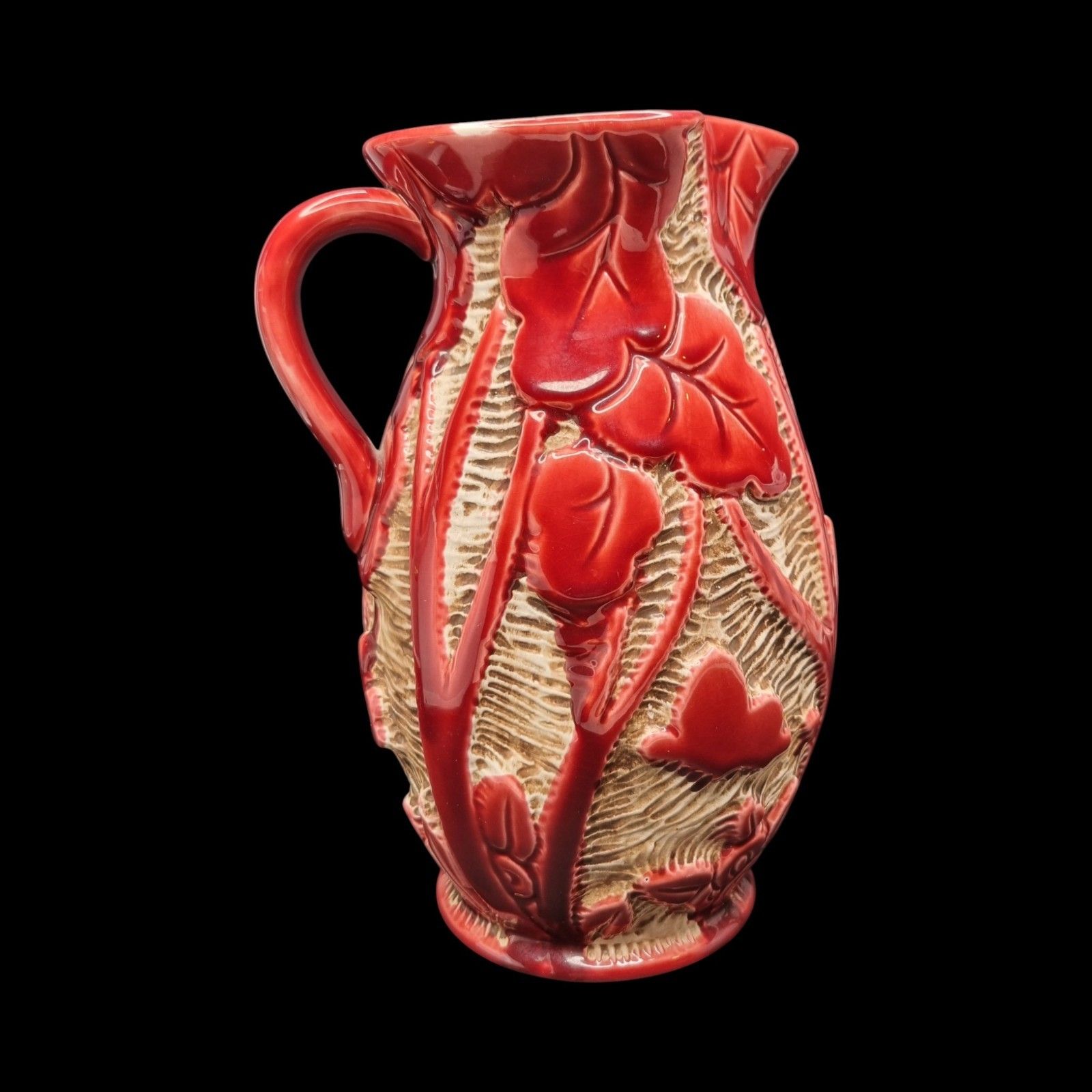 Art Deco Red Pitcher Vase Beswick Trentham Art Ware Woodland Jug 1930's