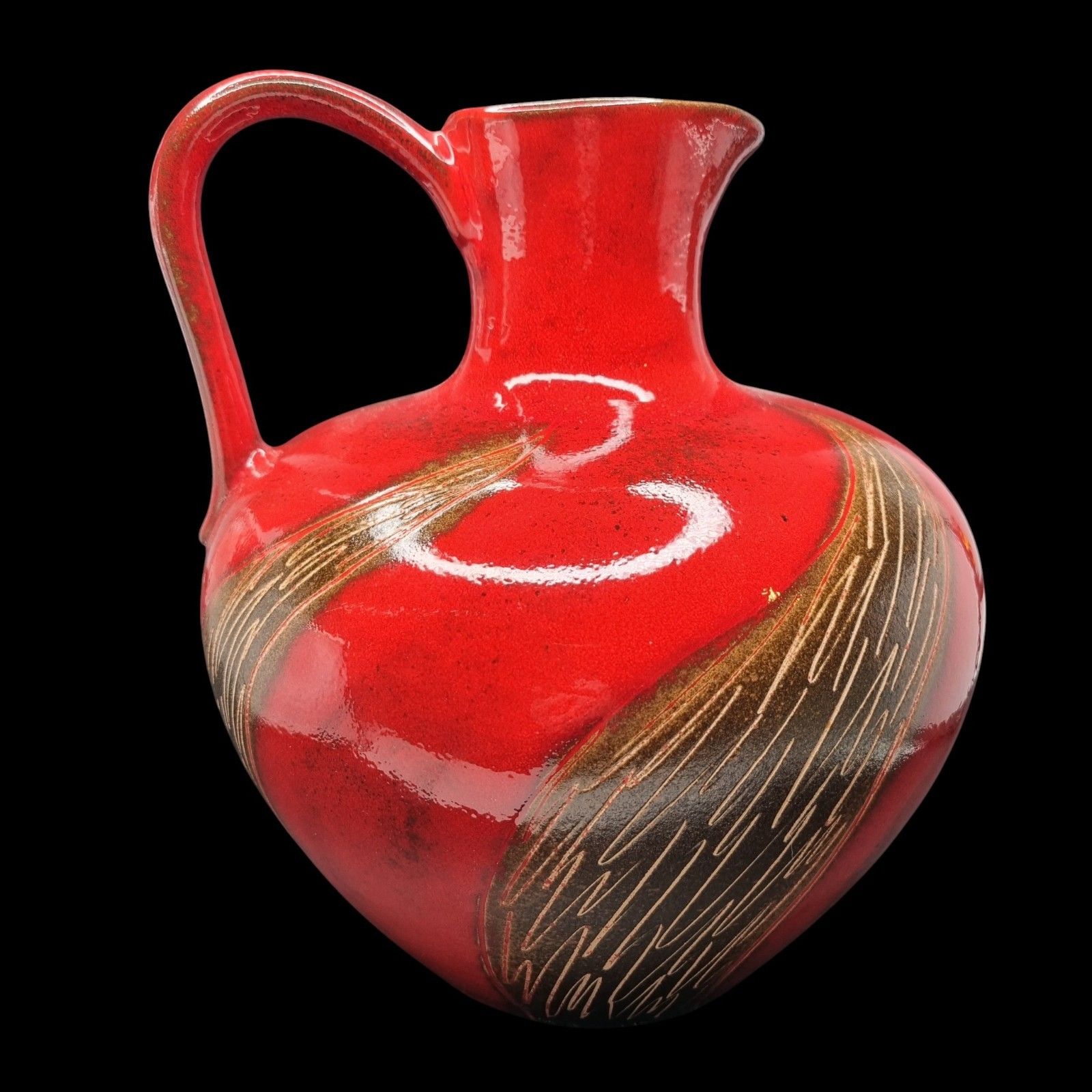 Mid Century 70's Vase Vintage Walter Gerhards Jug Large Bulbous Red Hand Made photo furniture