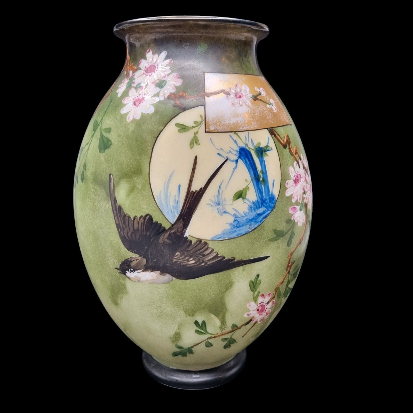 Antique Baccarat Hand Blown Hand Painted Opaline Art Glass 19thc