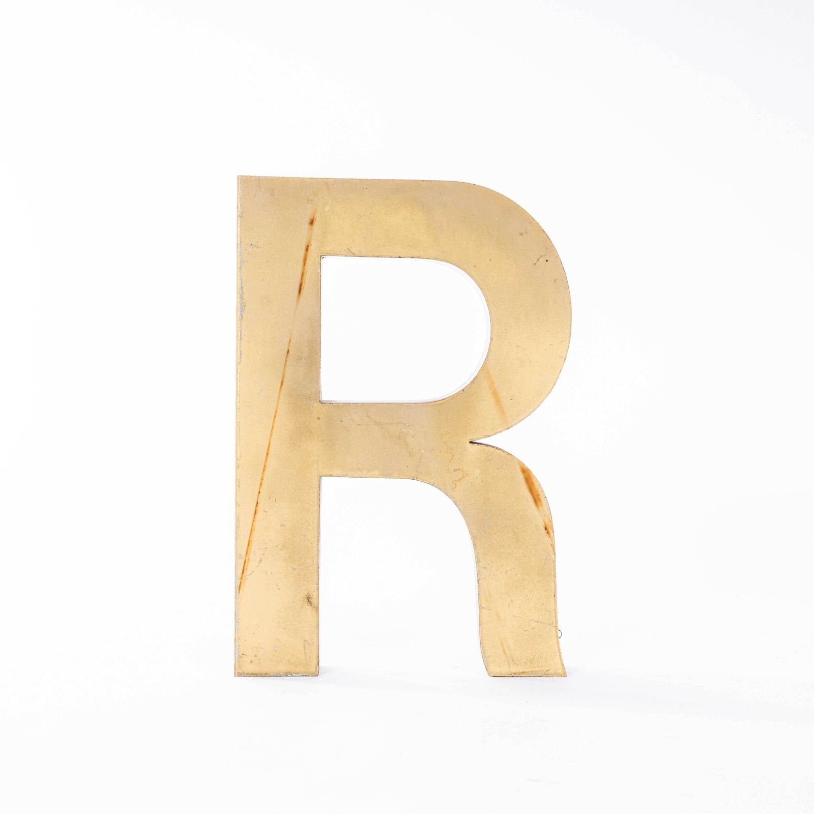 1950's Original Large French Metal Shop Signage Letters   Letter R