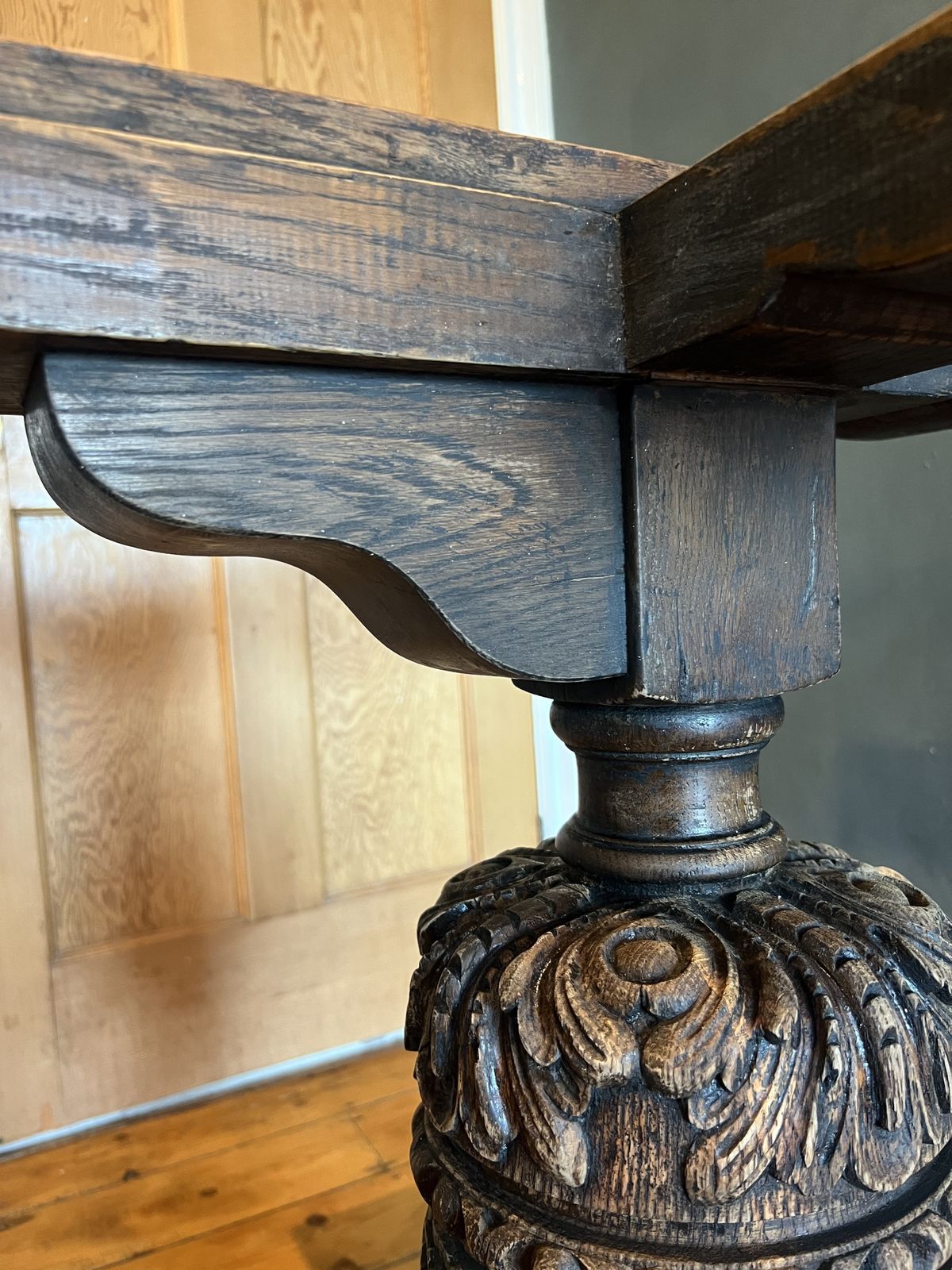19th Century English Antique Jacobean Oak Refectory Table Dining Chairs photo buy