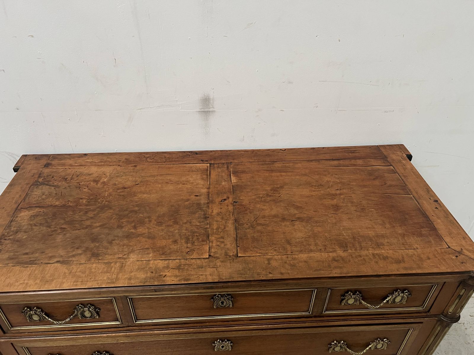 Louis XVI Style Mahogany Commode With A Grey Veined Marble Top 19th Century photo for sale