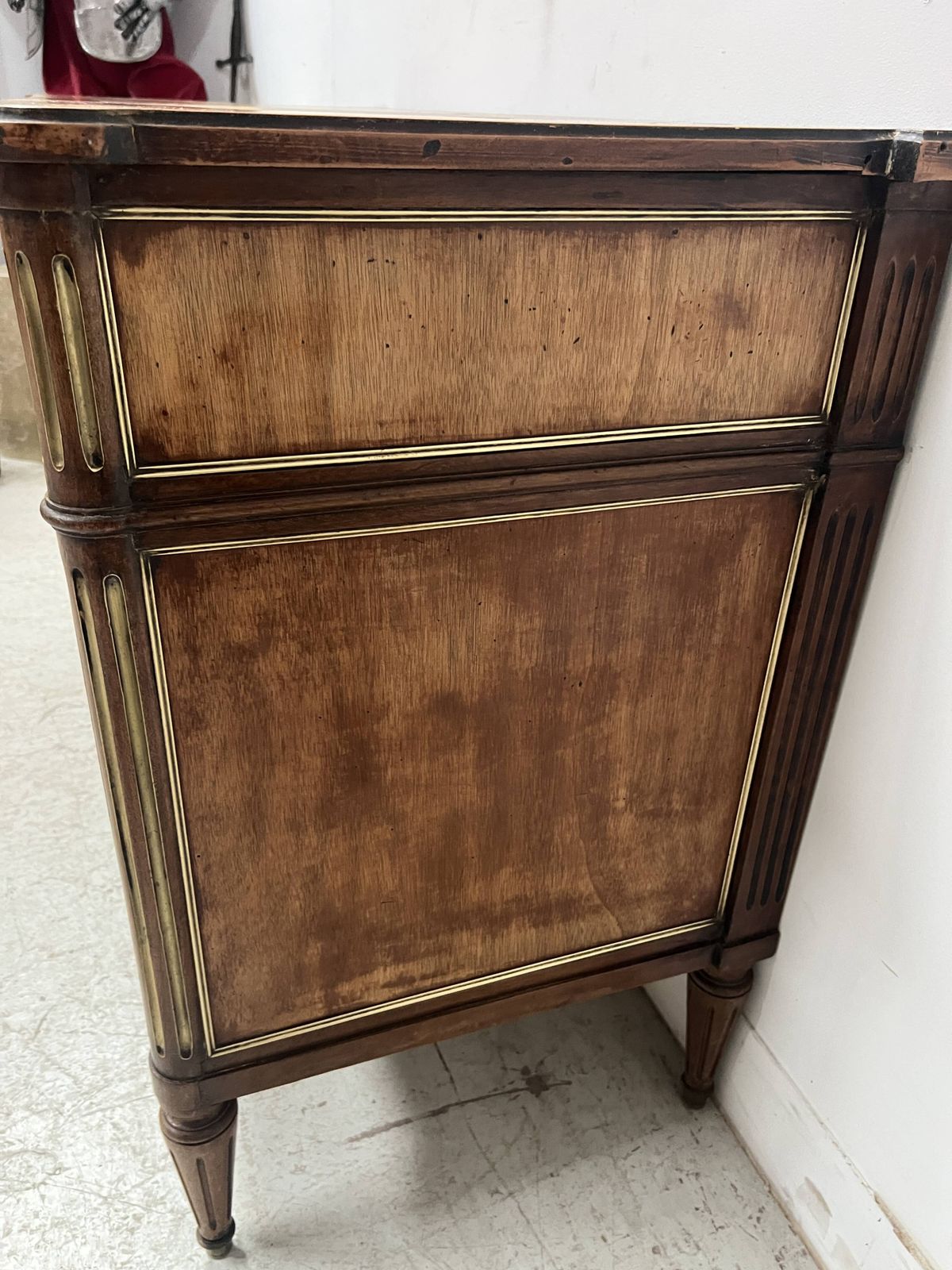 Louis XVI Style Mahogany Commode With A Grey Veined Marble Top 19th Century photo 1853.85