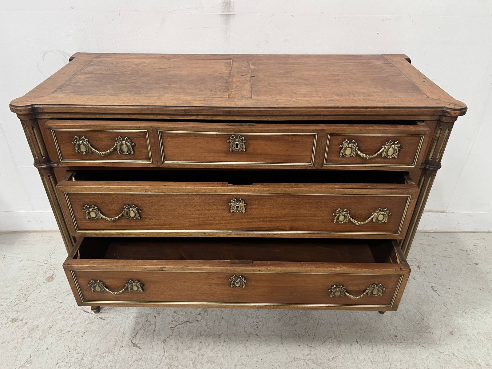Louis XVI Style Mahogany Commode With A Grey Veined Marble Top 19th Century photo buy