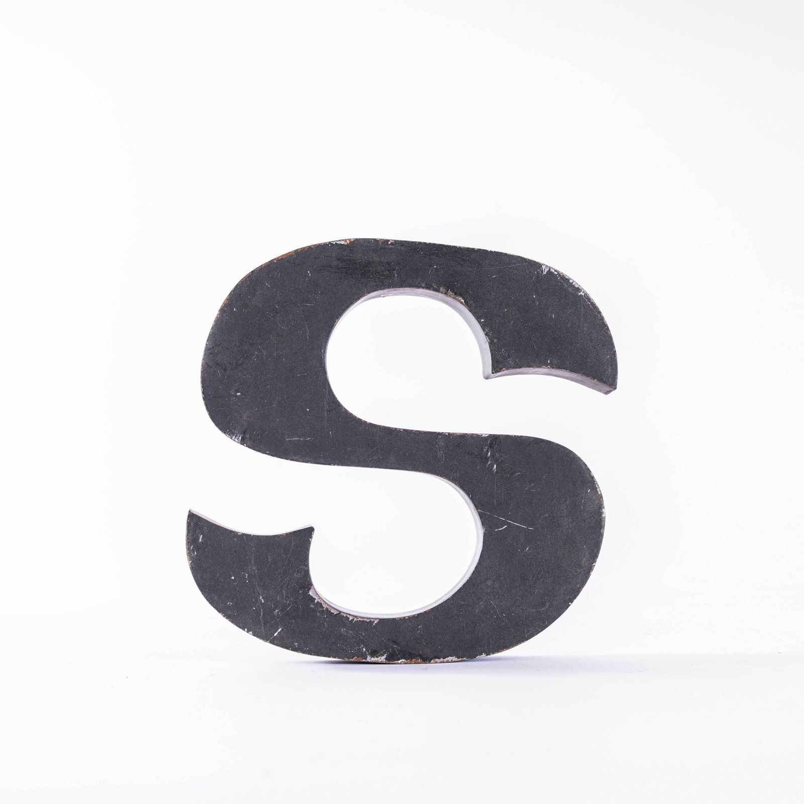 1950's Original Large French Metal Shop Signage Letters   Letter S