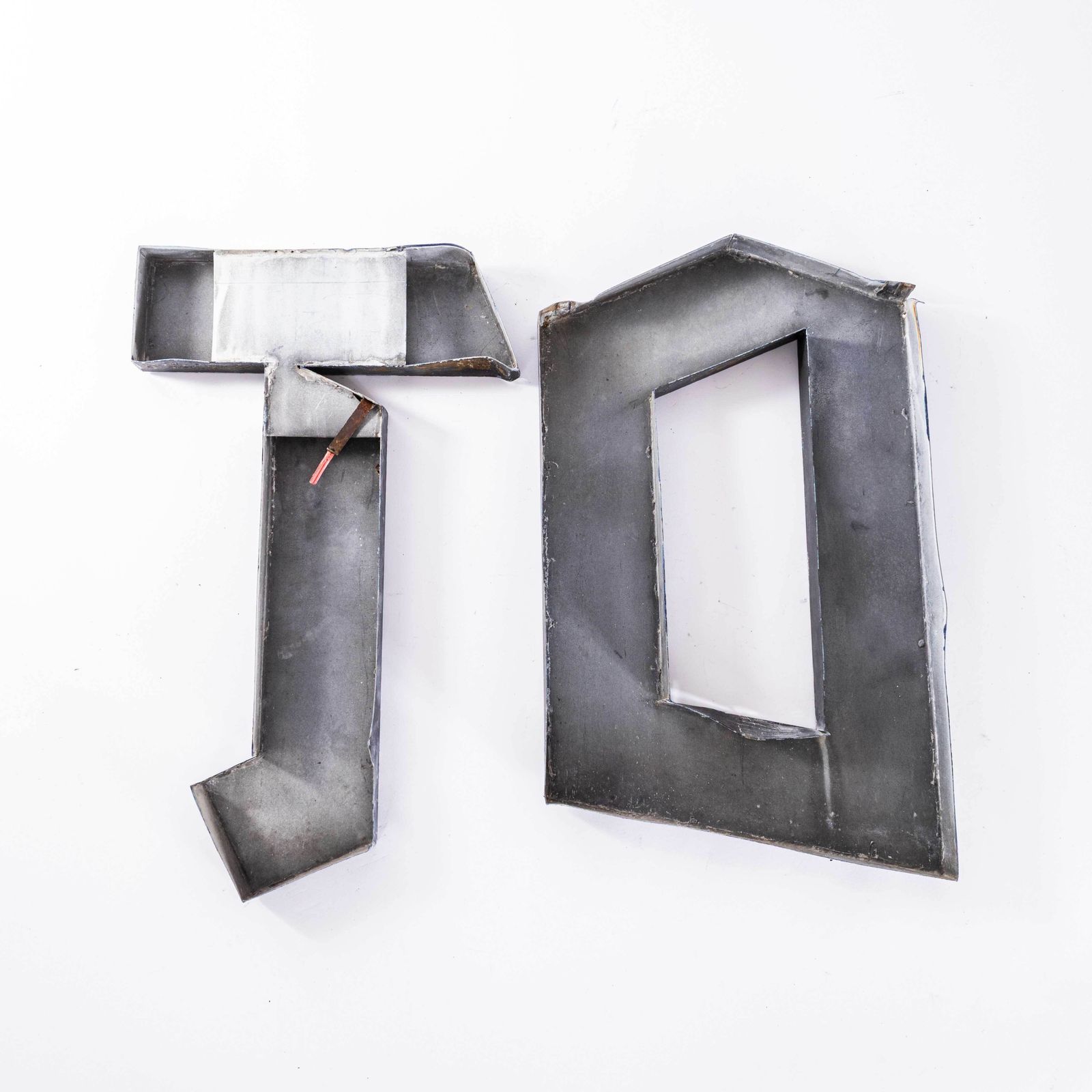 1950's Original Large French Metal Shop Signage Letters   Letter T photo for sale