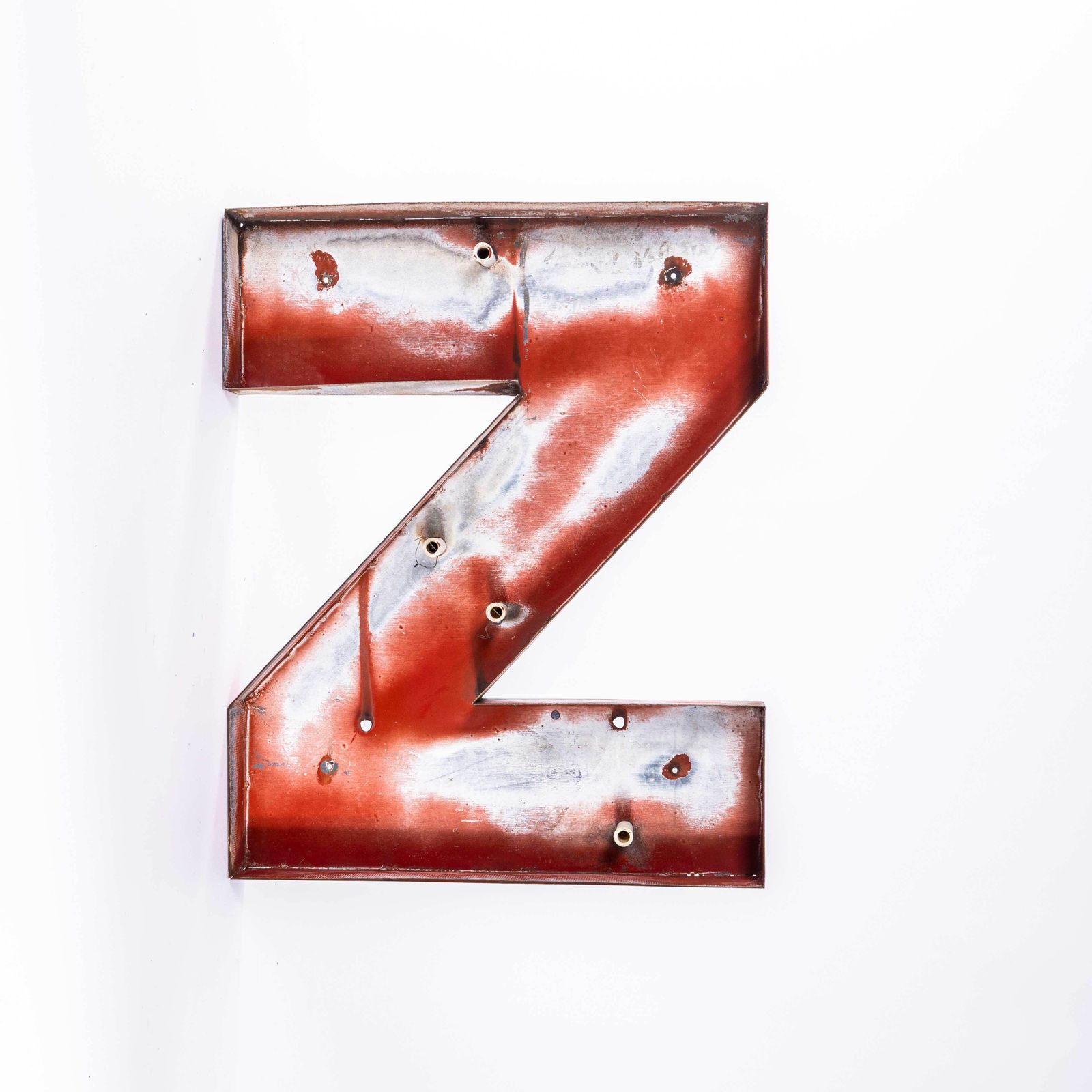 1950's Original Large French Metal Shop Signage Letters   Letter Z