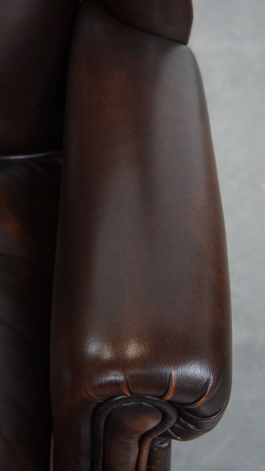 Luxurious And Comfortable English Style Wing Chair Made Of Cowhide Leather photo vintage