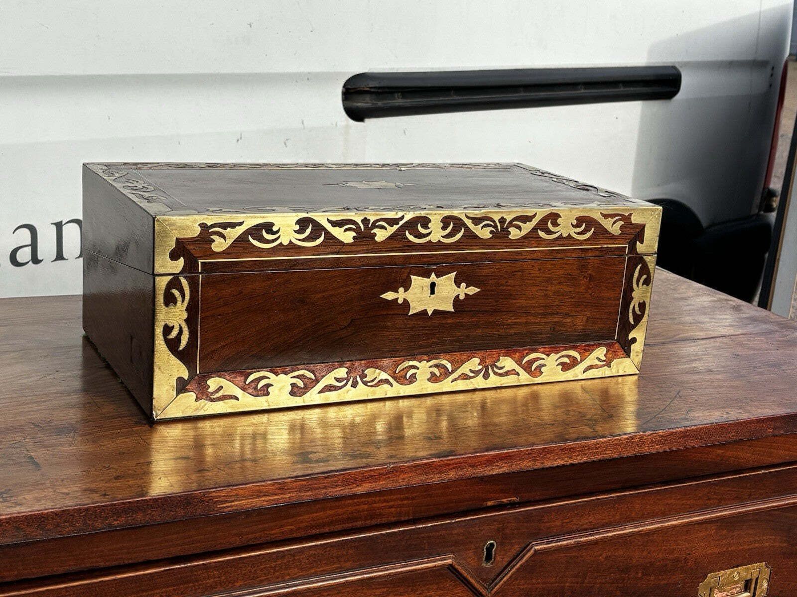 Victorian Boulle & Mahogany Writing Box With Fitted Interior, Secret Drawers. photo furniture