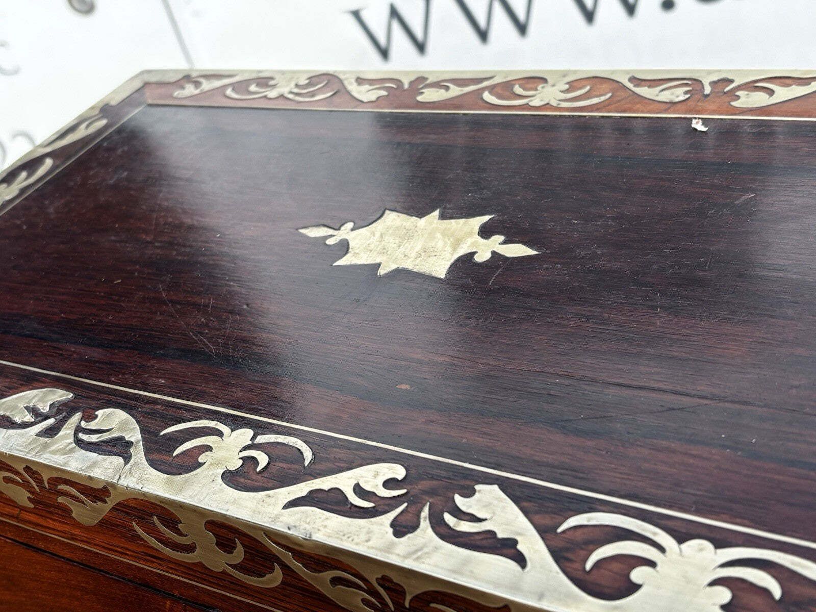 Victorian Boulle & Mahogany Writing Box With Fitted Interior, Secret Drawers. photo vinterior