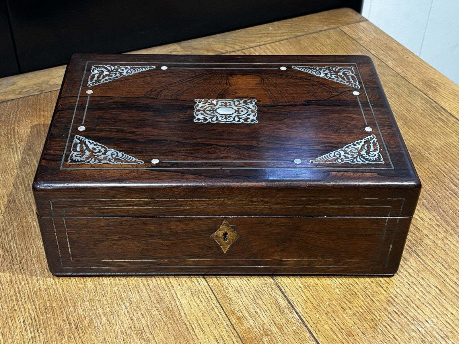 Victorian Mother Of Pearl Inlaid Writing Box With Fitted Interior photo furniture