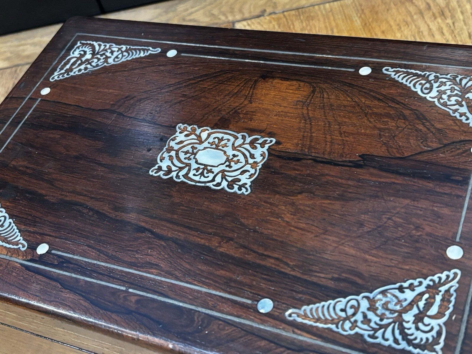 Victorian Mother Of Pearl Inlaid Writing Box With Fitted Interior photo for sale