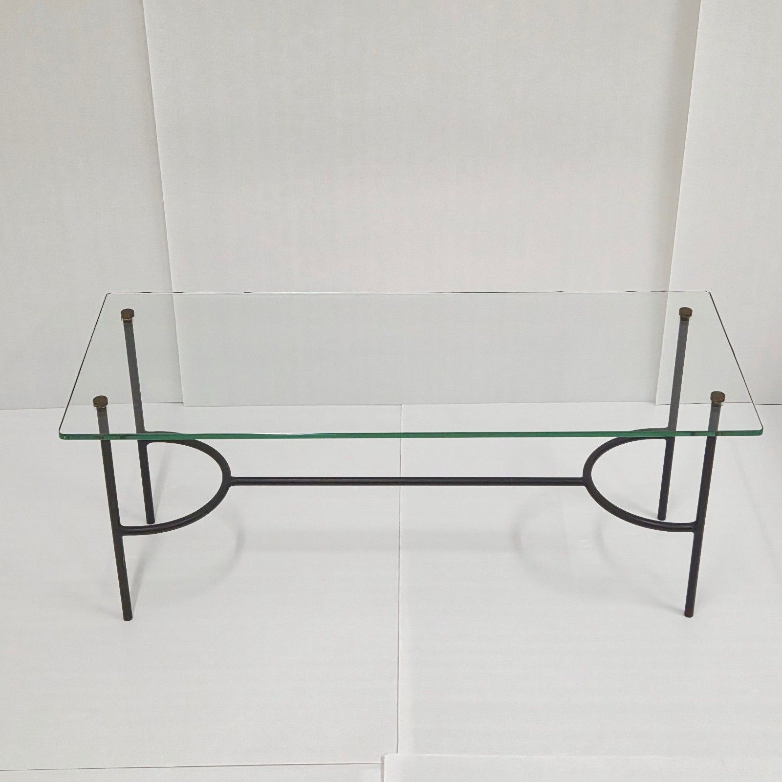 Vintage 1950s Black Lacquer Steel Coffee Table & Glass 50s 1950s Dlg Pierre Guariche photo furniture