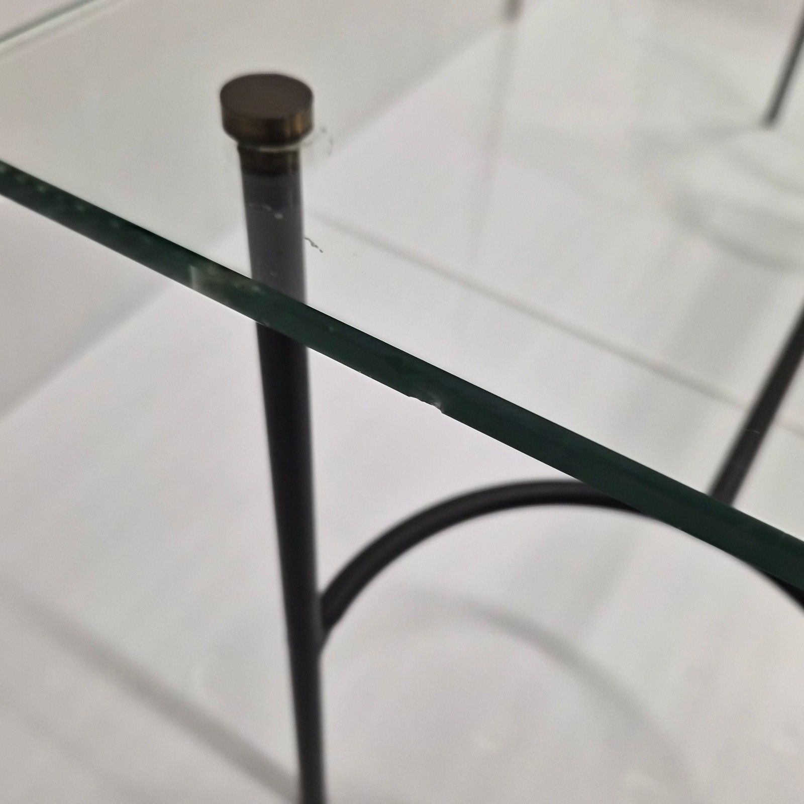 Vintage 1950s Black Lacquer Steel Coffee Table & Glass 50s 1950s Dlg Pierre Guariche photo buy