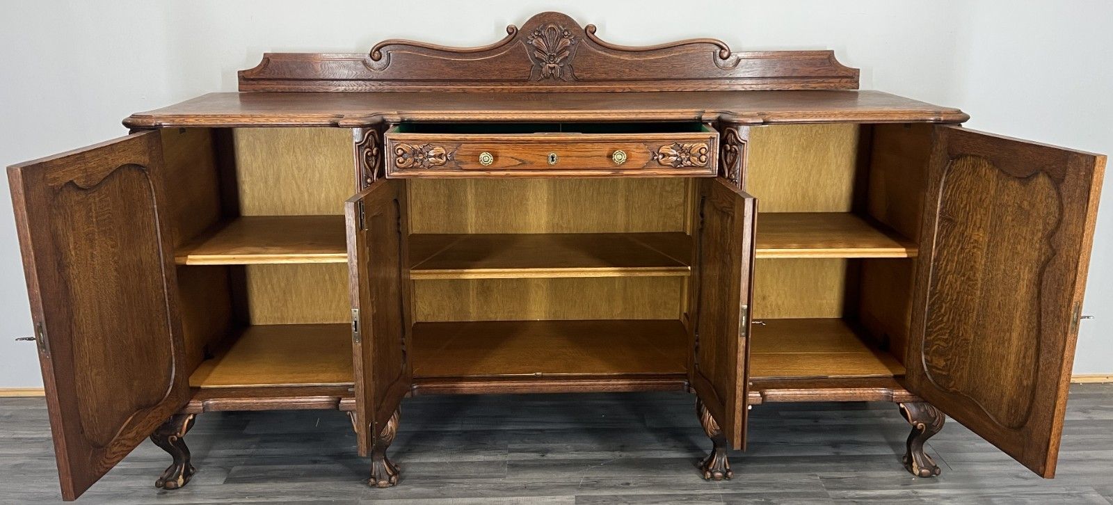 Sideboard Vintage French Buffet Oak Carved Cabinet Ornate Cupboard Lot 4510 photo Furniture