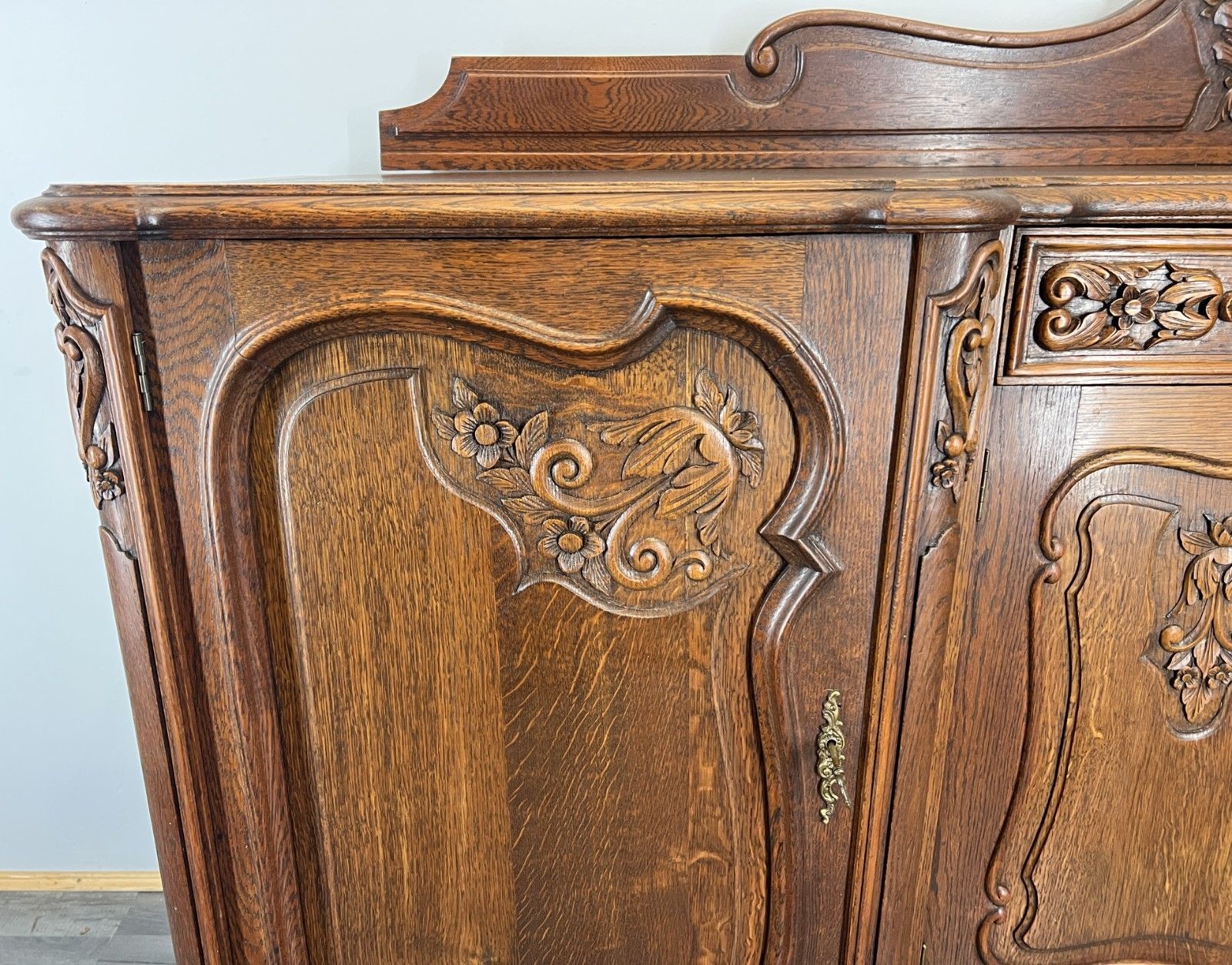Sideboard Vintage French Buffet Oak Carved Cabinet Ornate Cupboard Lot 4510 photo vintage