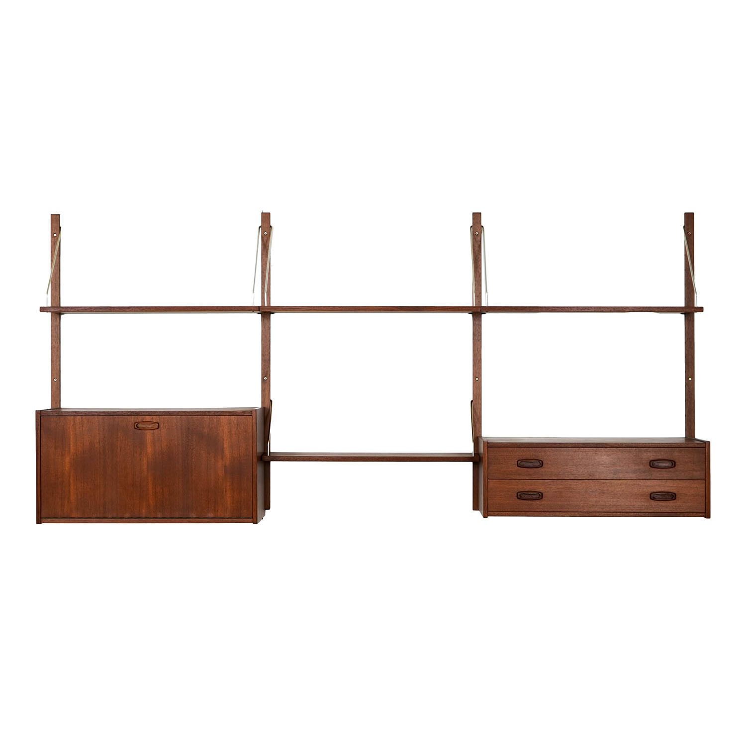 Teakhouten Wandmeubel, Deens Design, Jaren 1960, Vervaardigd In Denemarken