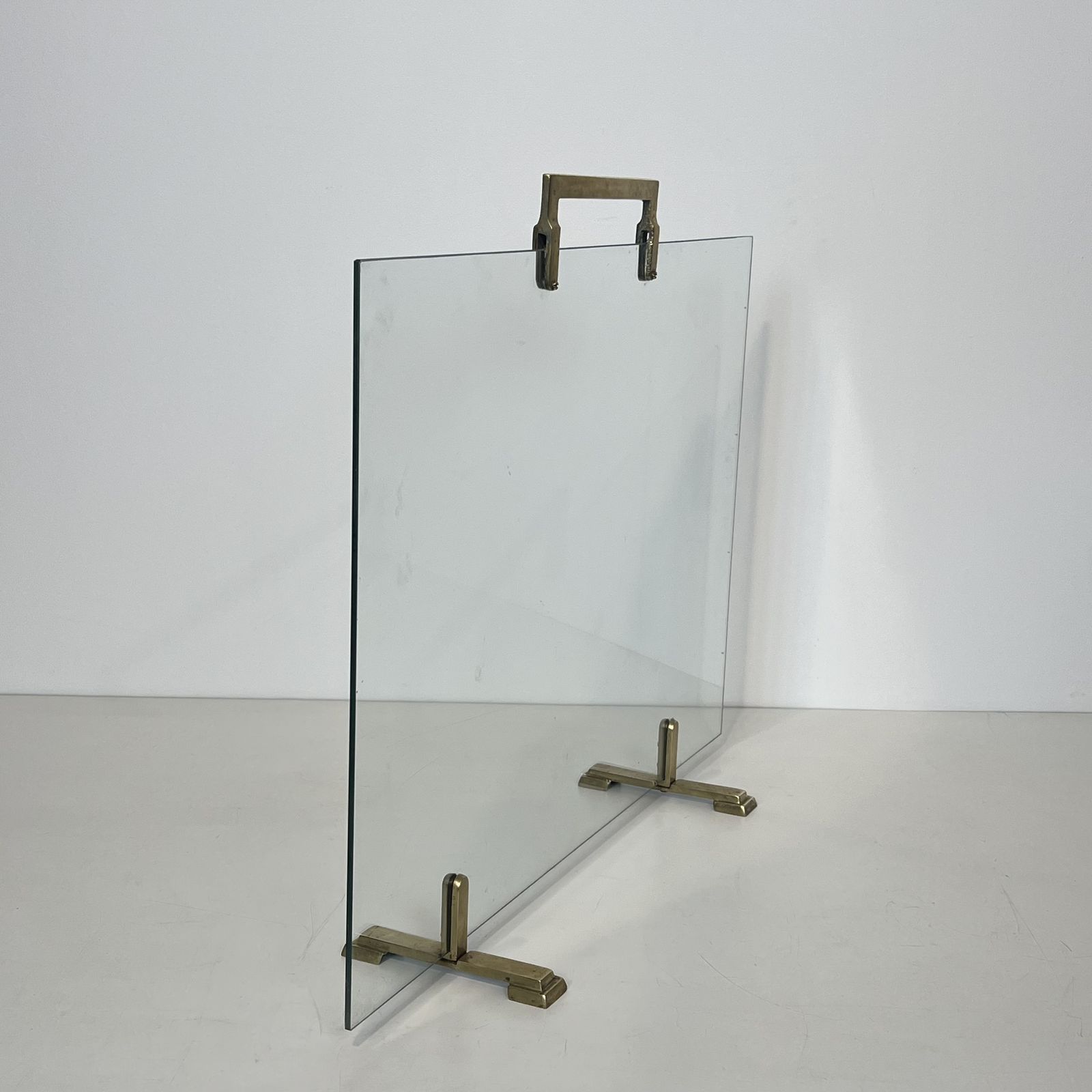 photo for sale Glass And Brass Fireguard, 1970s