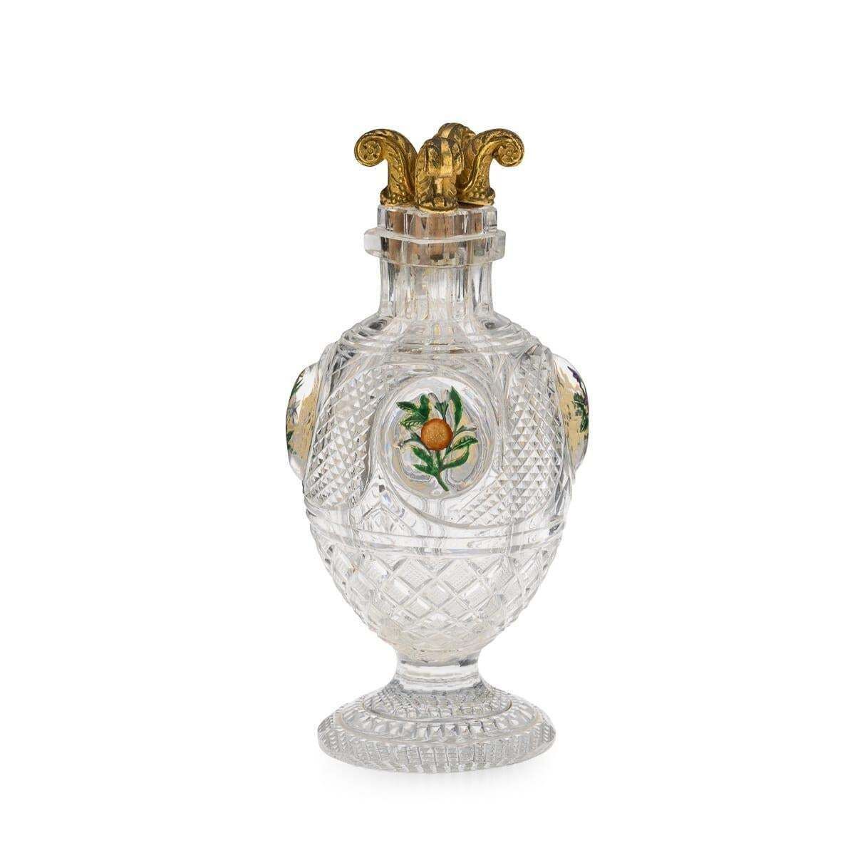 Antique 19thc French Baccarat Four Chamber Divided Enamel And Ormolu Scent Bottle photo for sale