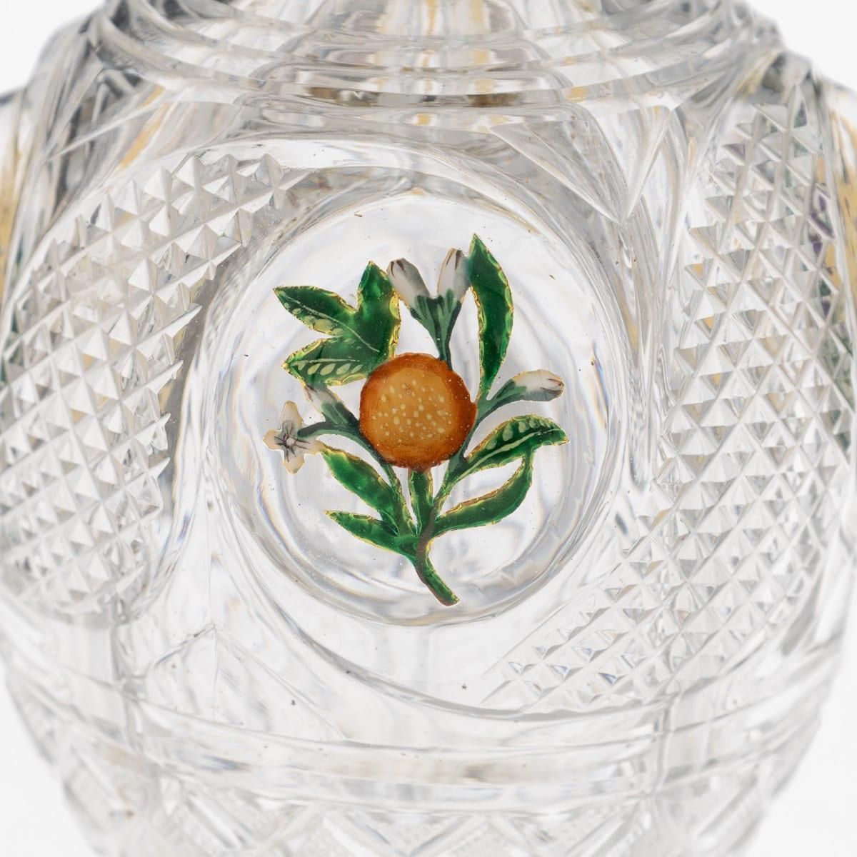 photo furniture Antique 19thc French Baccarat Four Chamber Divided Enamel And Ormolu Scent Bottle