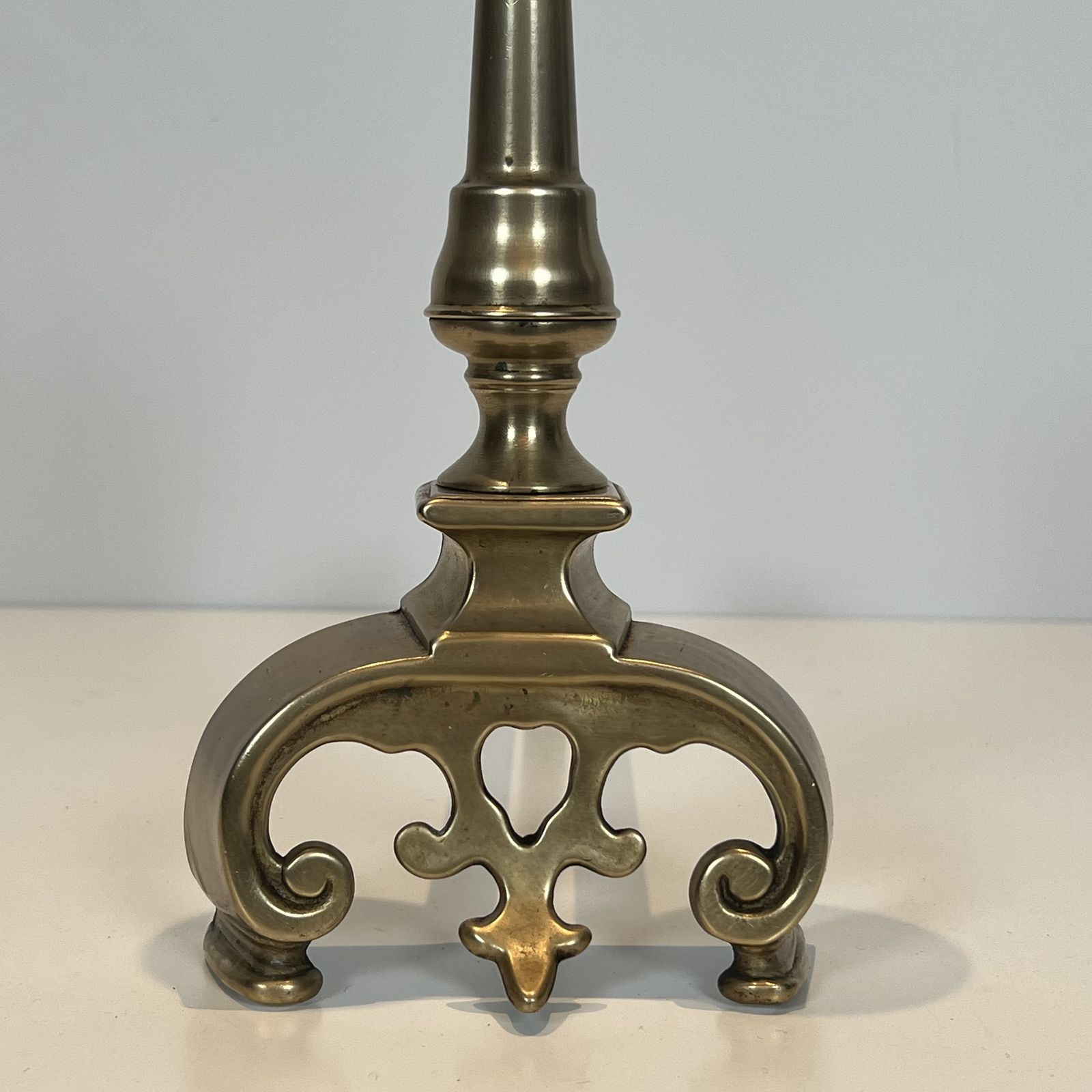 photo furniture Pair Of Brass Andirons, 1900s, Antique