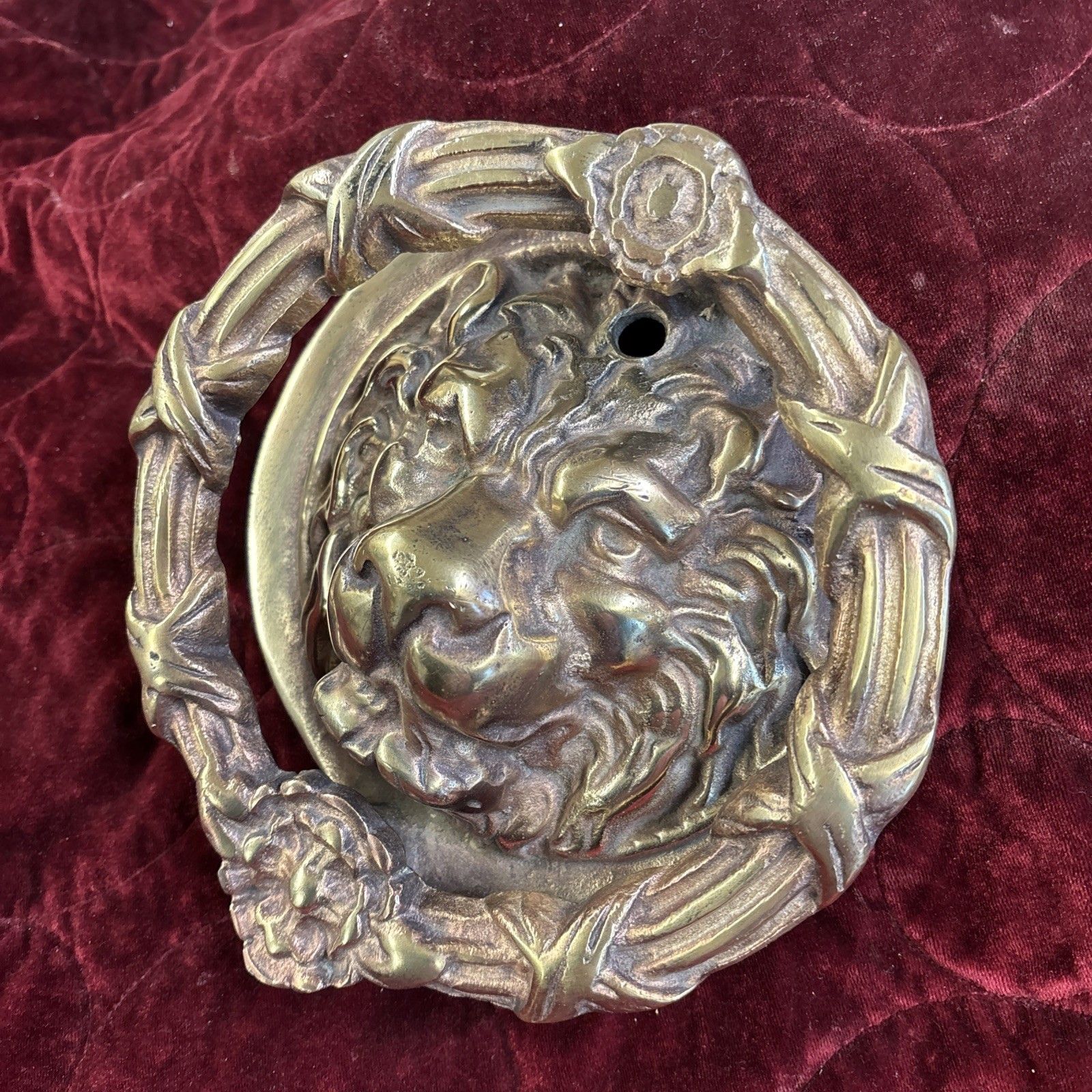 Huge Antique Solid Brass Front Door Knocker Period Reclaimed Manor Cast Metal photo for sale