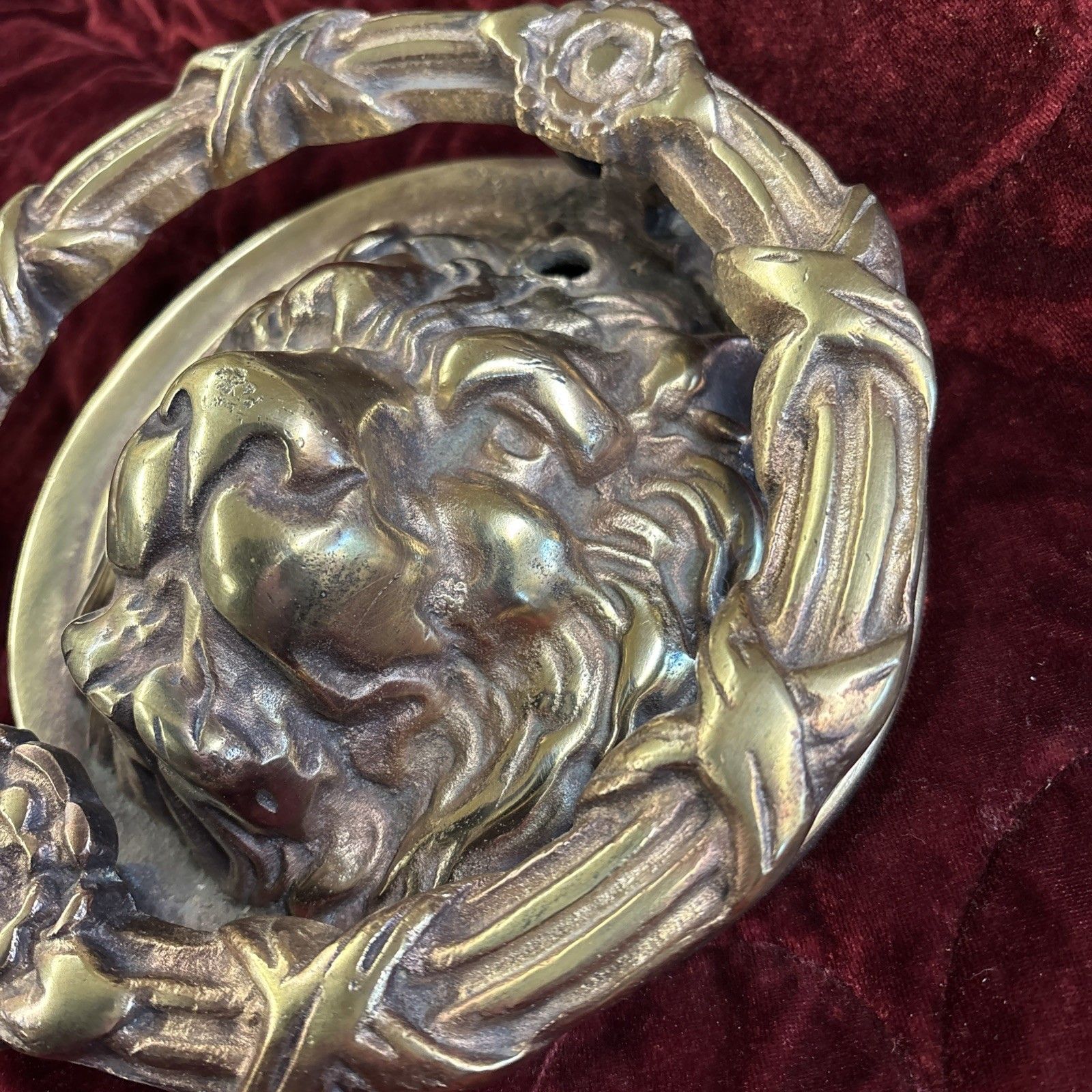 Huge Antique Solid Brass Front Door Knocker Period Reclaimed Manor Cast Metal photo vinterior