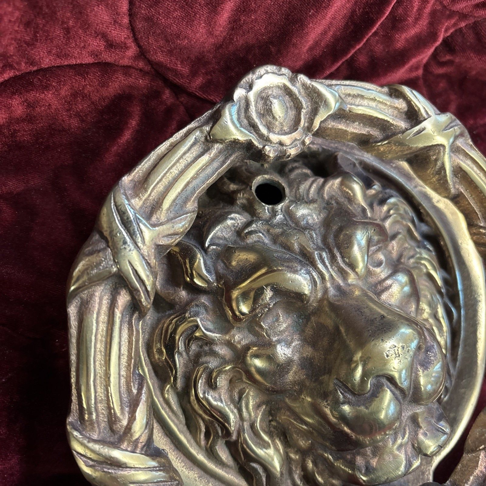 Huge Antique Solid Brass Front Door Knocker Period Reclaimed Manor Cast Metal photo vintage