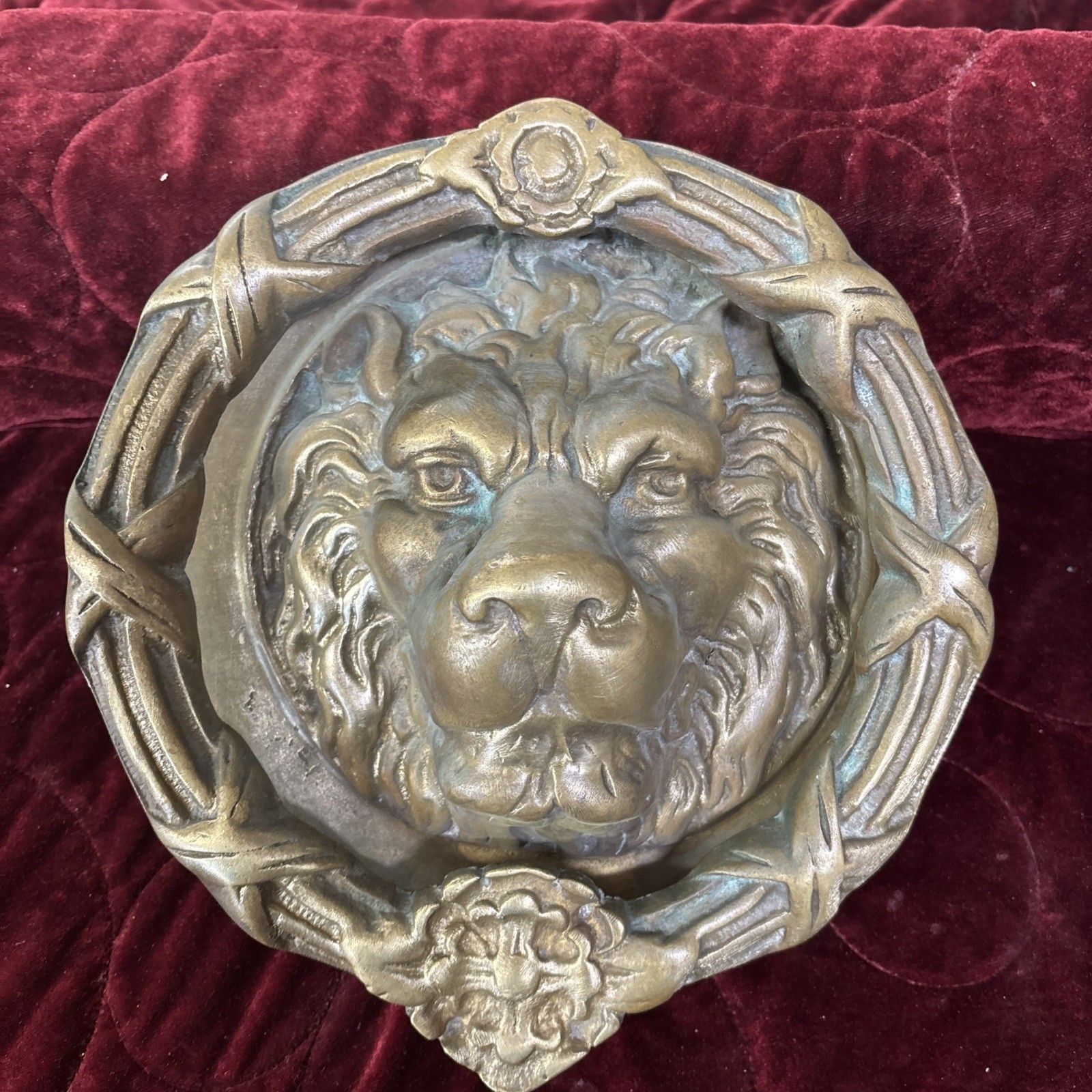 Huge Antique Solid Brass Front Door Knocker Period Reclaimed Manor Cast Metal