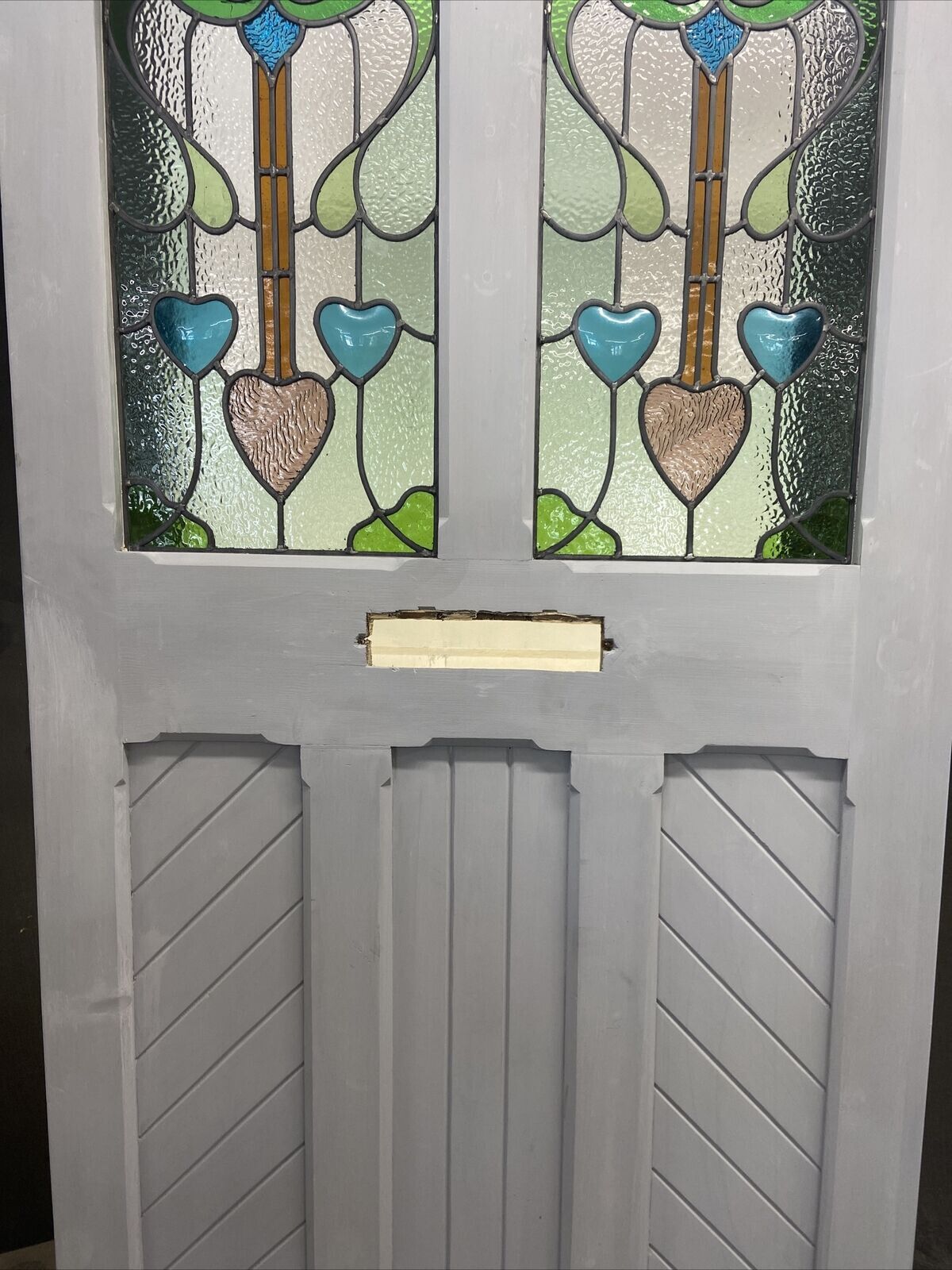 X Large Victorian Stained Glass Front Door Old Reclaim Antique Wood Arts Crafts photo for sale