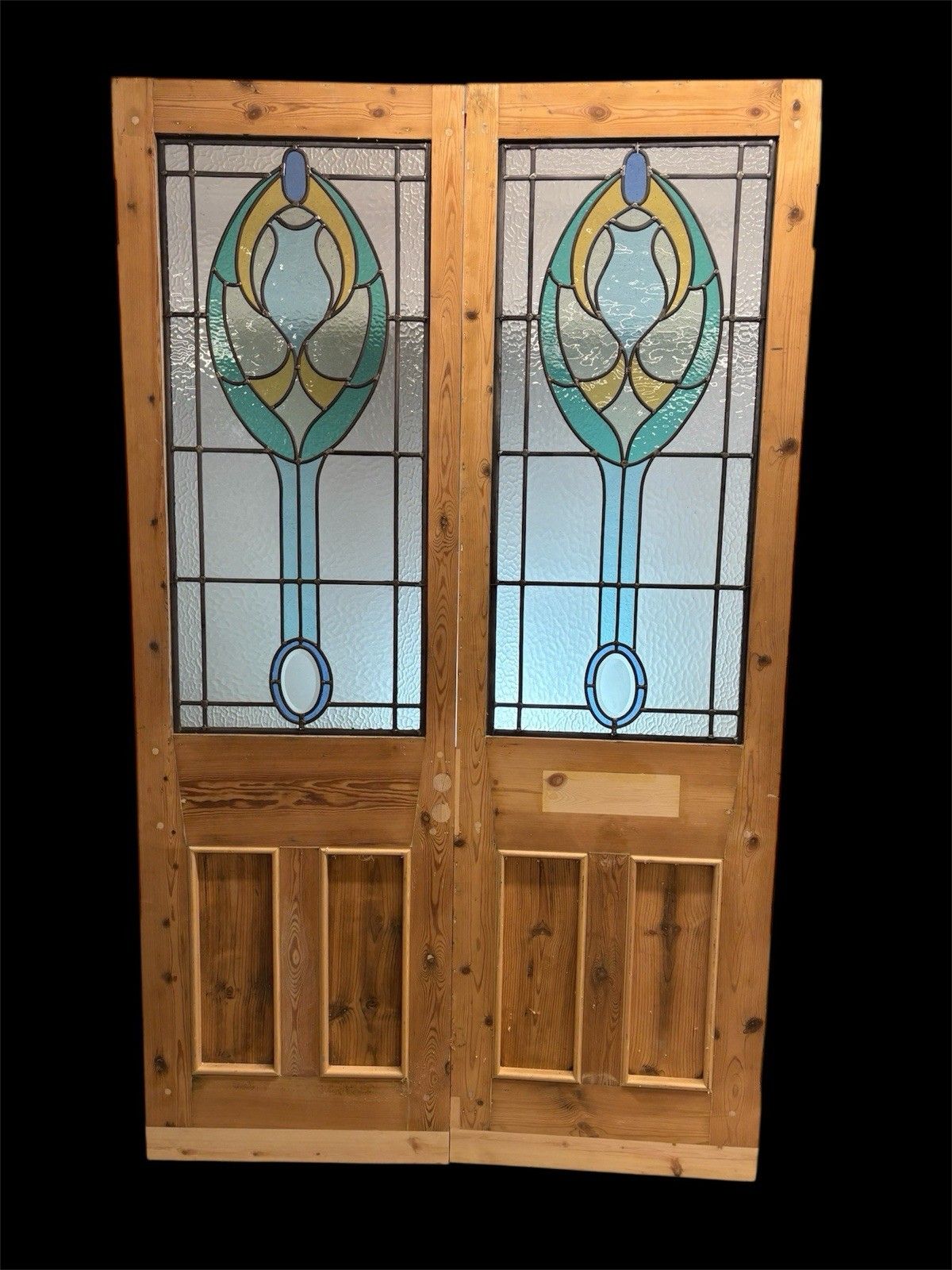 Victorian Stained Glass French Front Doors Reclaimed Period Old Antique Lead photo buy