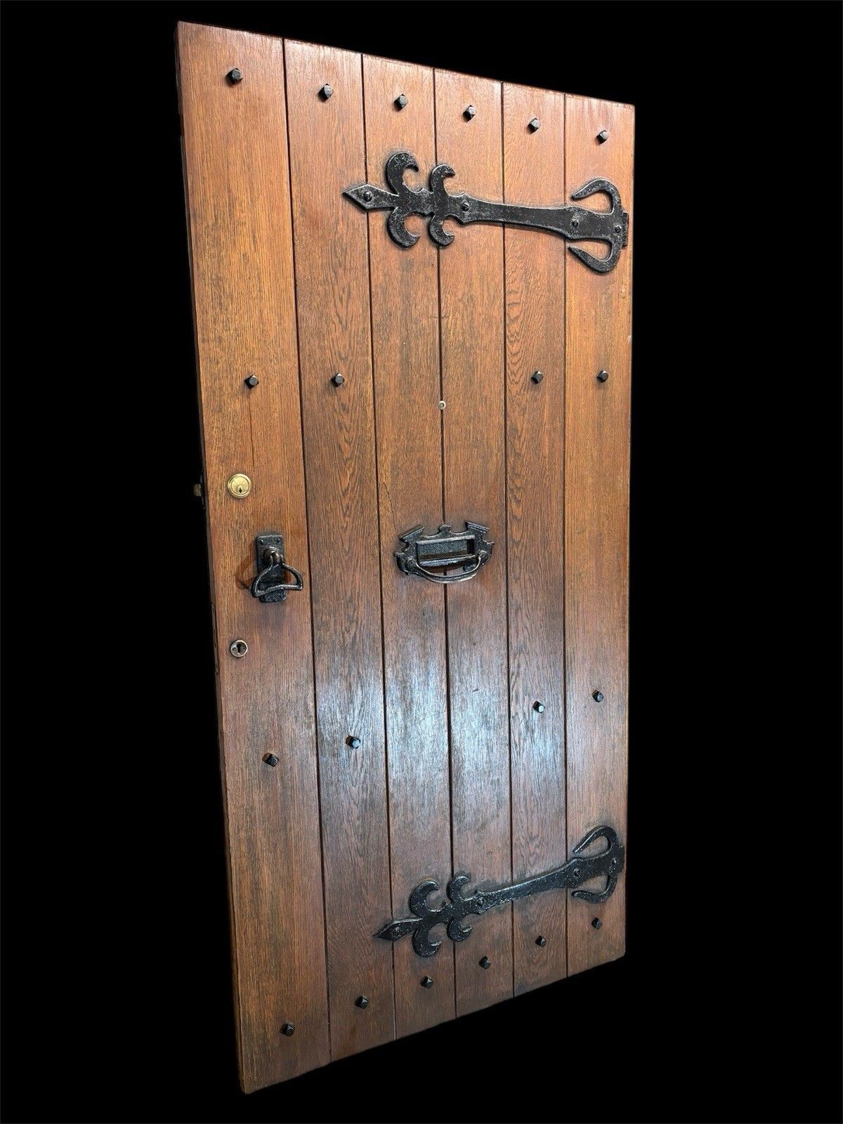 Large Solid Oak Front Door Old Antique Period Reclaimed Wood Cast Iron Refurb photo furniture