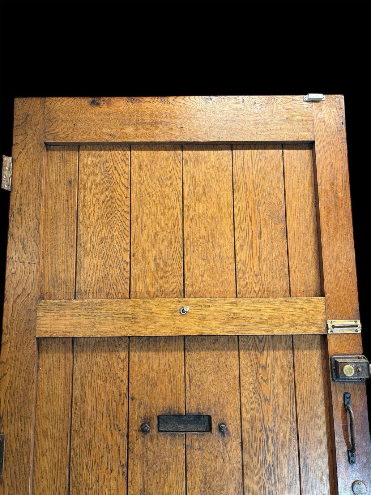photo furniture Large Solid Oak Front Door Old Antique Period Reclaimed Wood Cast Iron Refurb