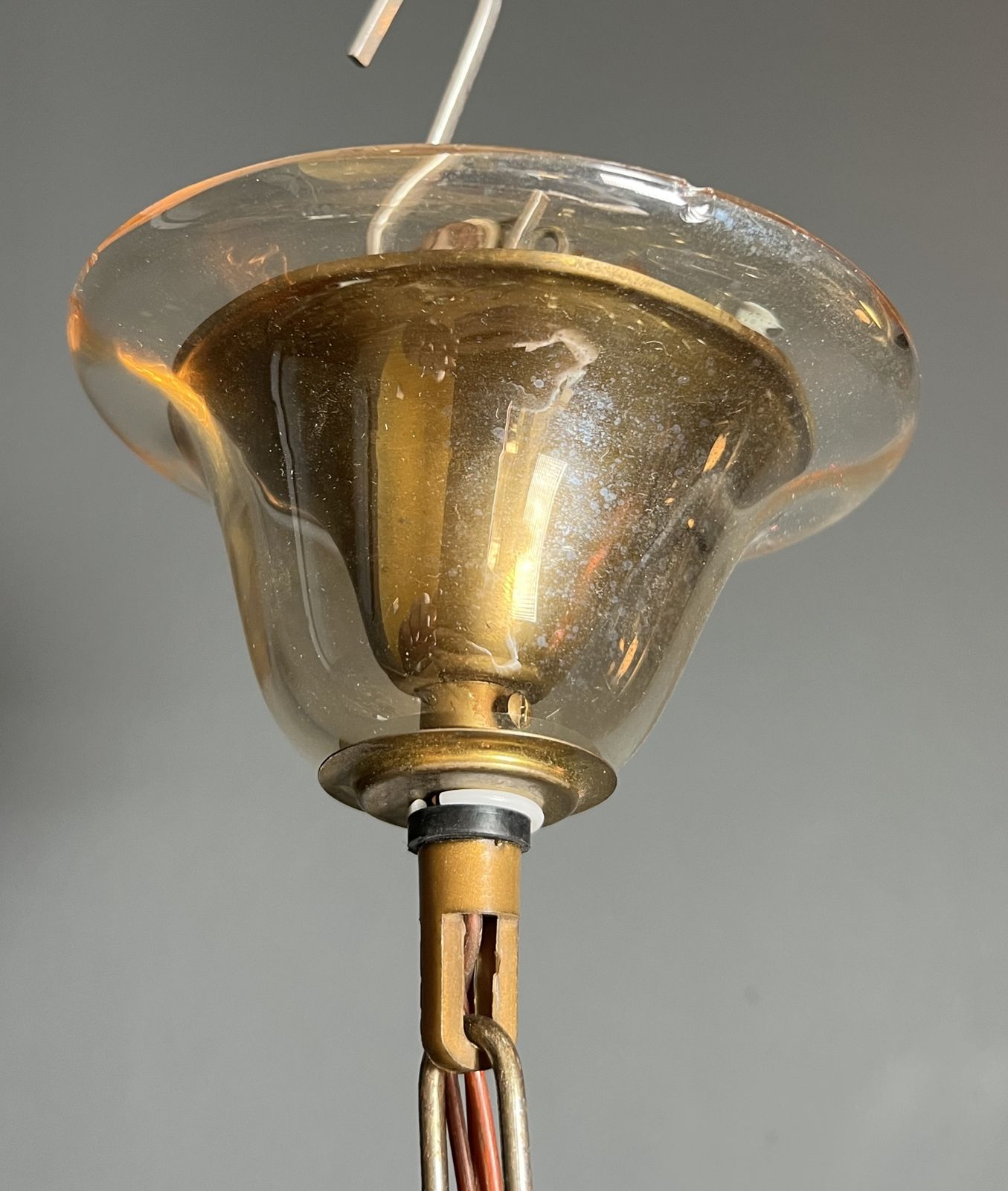 photo vintage Orange Murano Crystal Chandelier With 8 Lights. Italian Work. Circa 1970