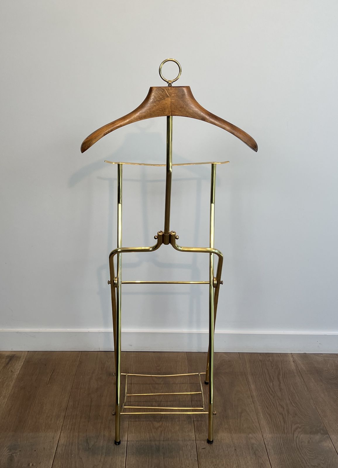 photo buy Neoclassical Style Folding Valet Stand In Brass And Wood