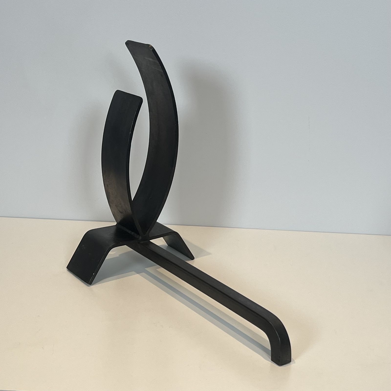 photo for sale Pair Of Modernist Steel And Wrought Iron Andirons