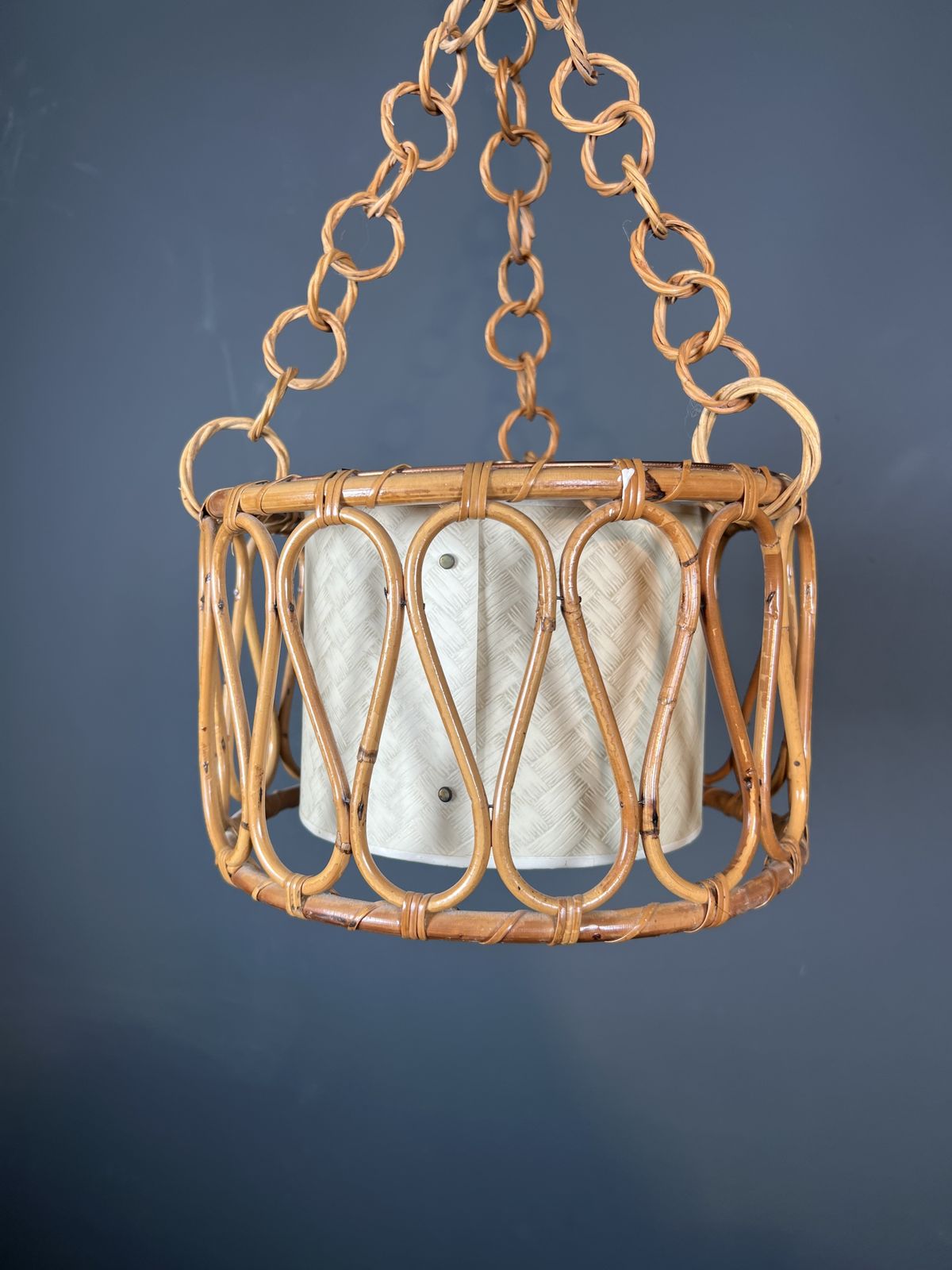 photo furniture Small Rattan Chandelier In The Style Of Adrien Audoux And Frida Minet (Audoux Minet)