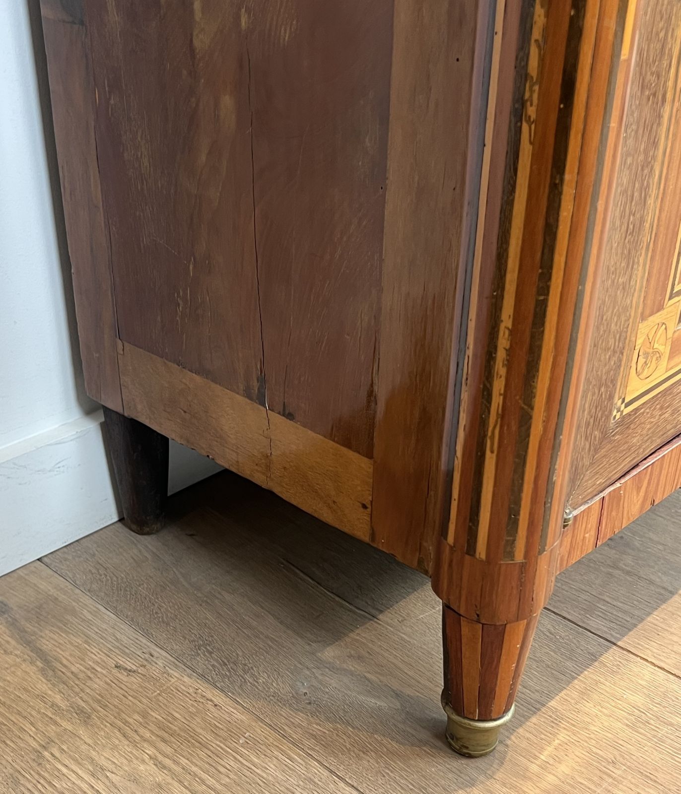 Louis XVI Style Drop Front Secretary Desk In Marquetry And Carrara Marble Top photo vinterior