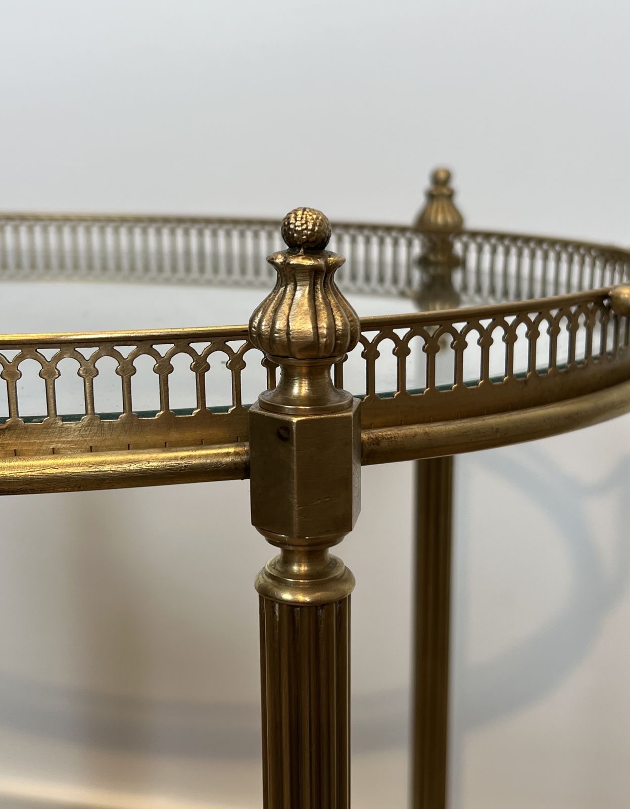 Oval Brass Rolling Table In The Style Of Maison Jansen. Circa 1940 photo vintage