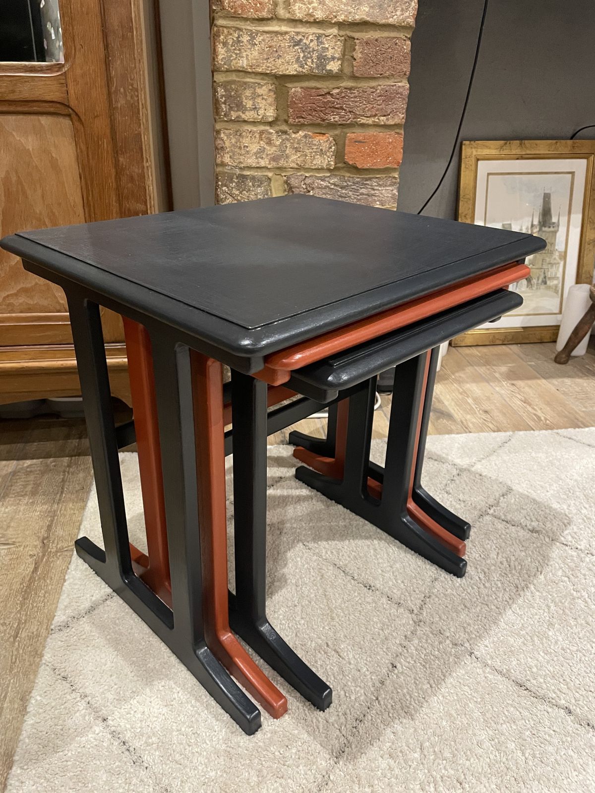 Nest Of Mid Century Painted Tables