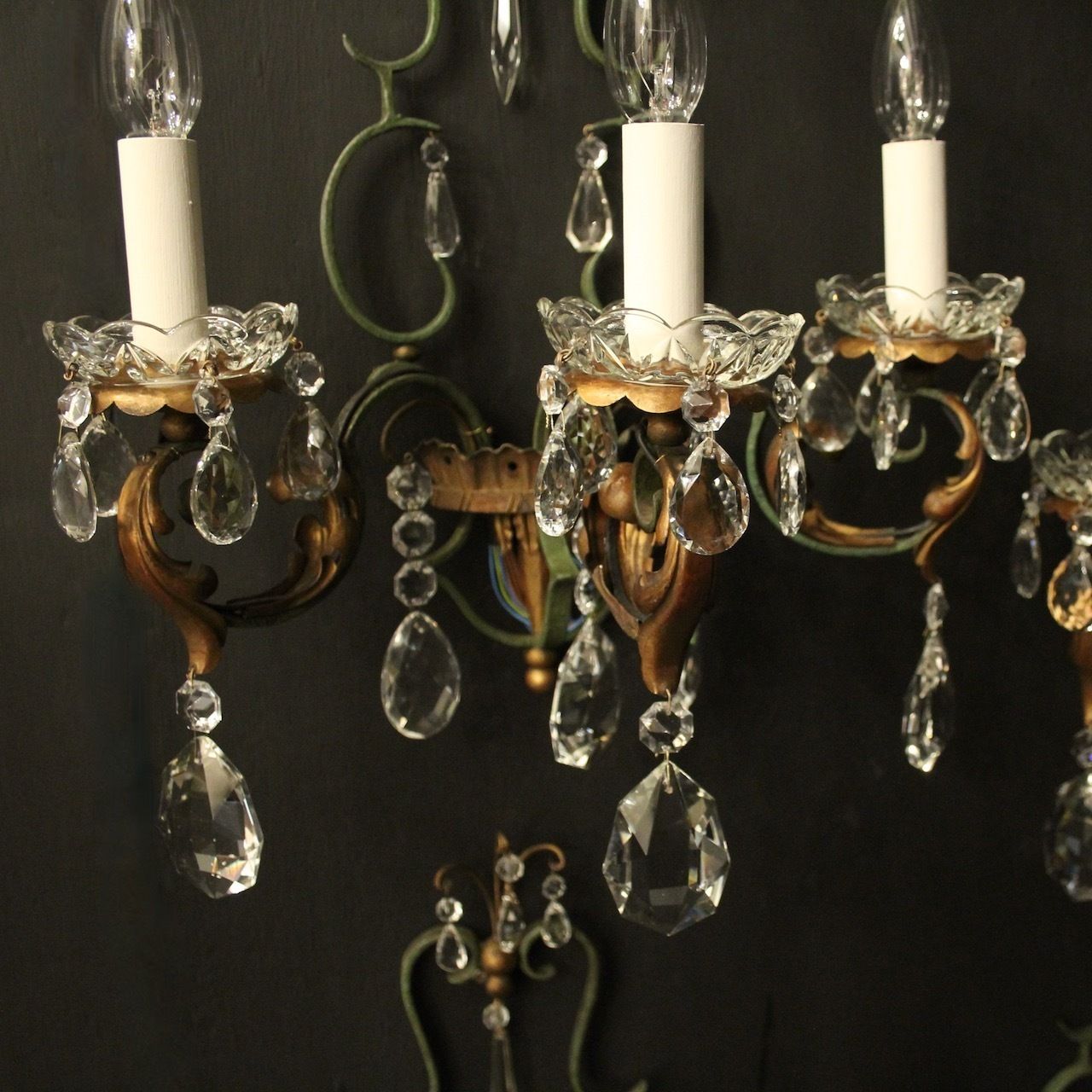 French Set Of 4 Arm Wrought Iron Wall Lights photo furniture