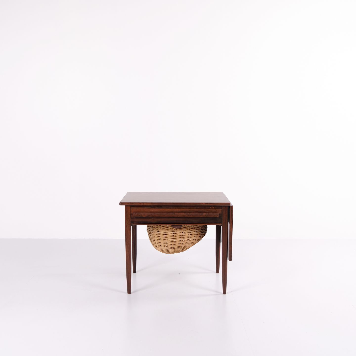 Foldable Sewing Table With Drawer   Rosewood   Johannes Andersen   Silkeborg Furniture Factory   1960s