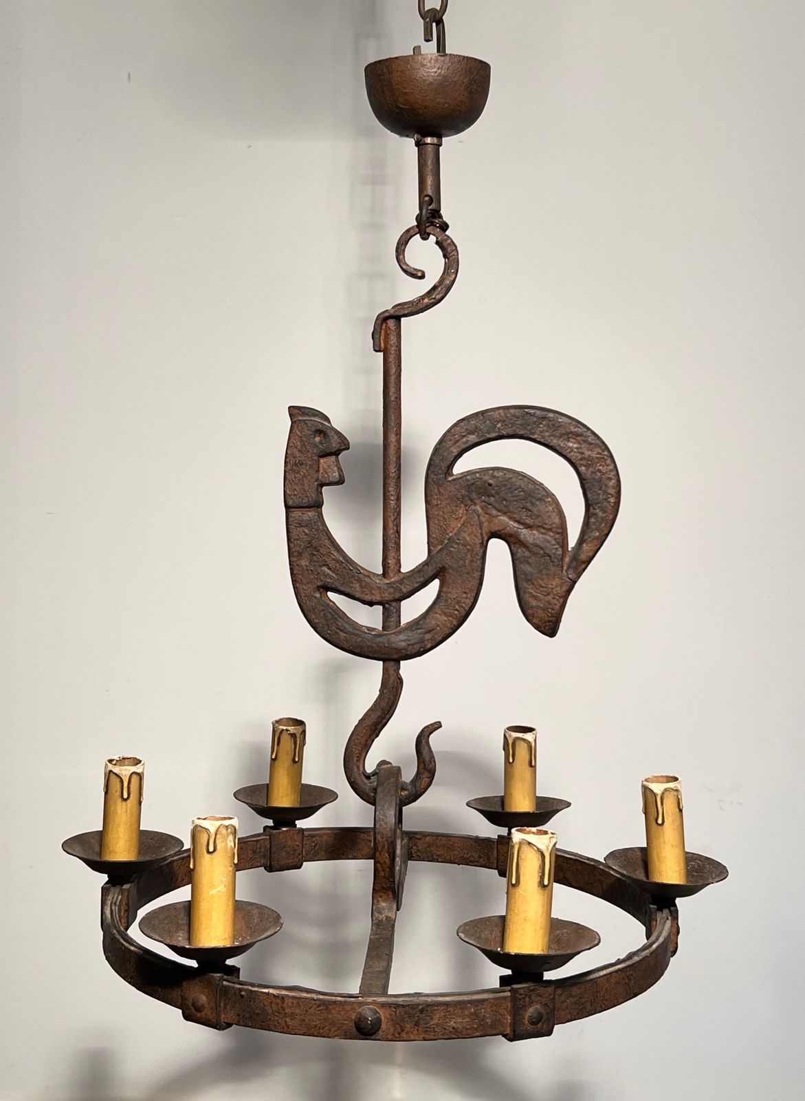 2950.0 Rooster Chandelier By Jean Touret For Atelier Marolles photo
