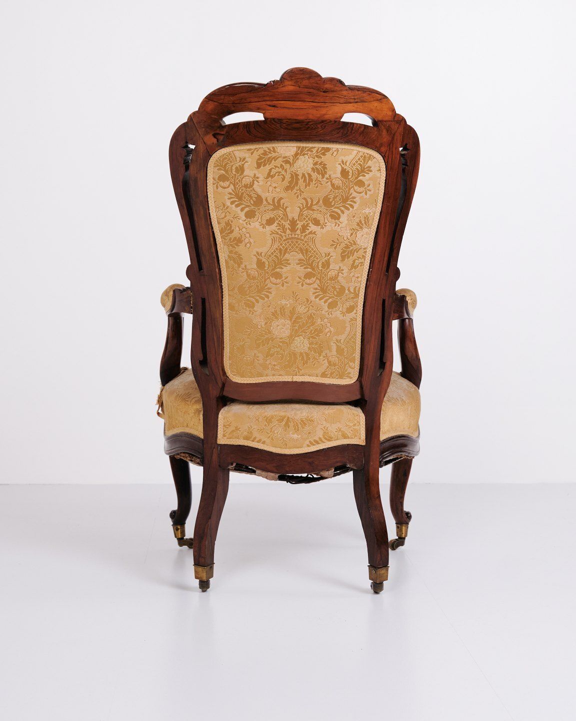 Antique Armchair   Rococo Style   Mahogany & Floral Upholstery   Year 1890s photo vinterior