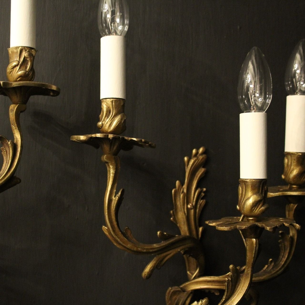 French Pair Of Bronze Antique Wall Sconces photo for sale