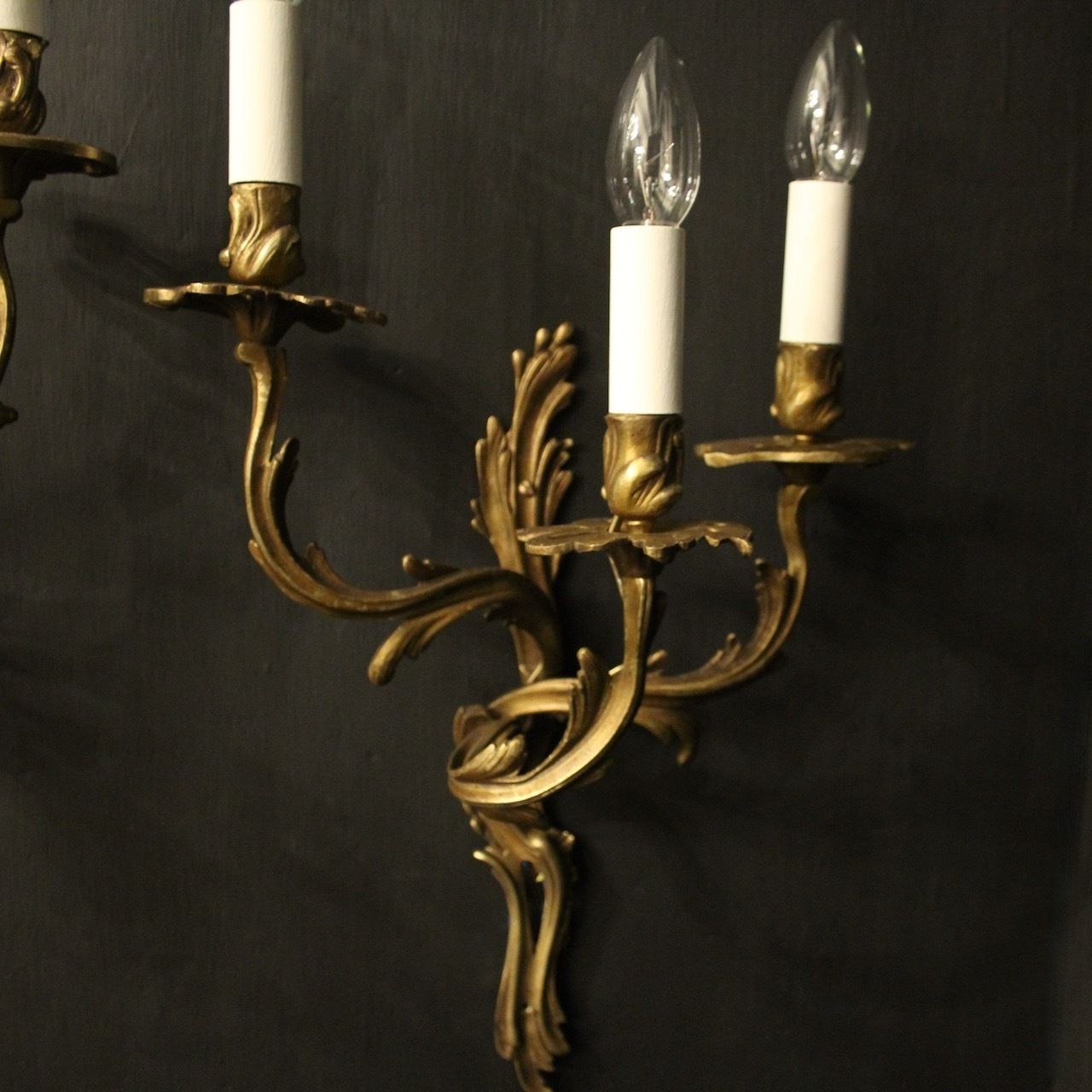 French Pair Of Bronze Antique Wall Sconces photo 975.0