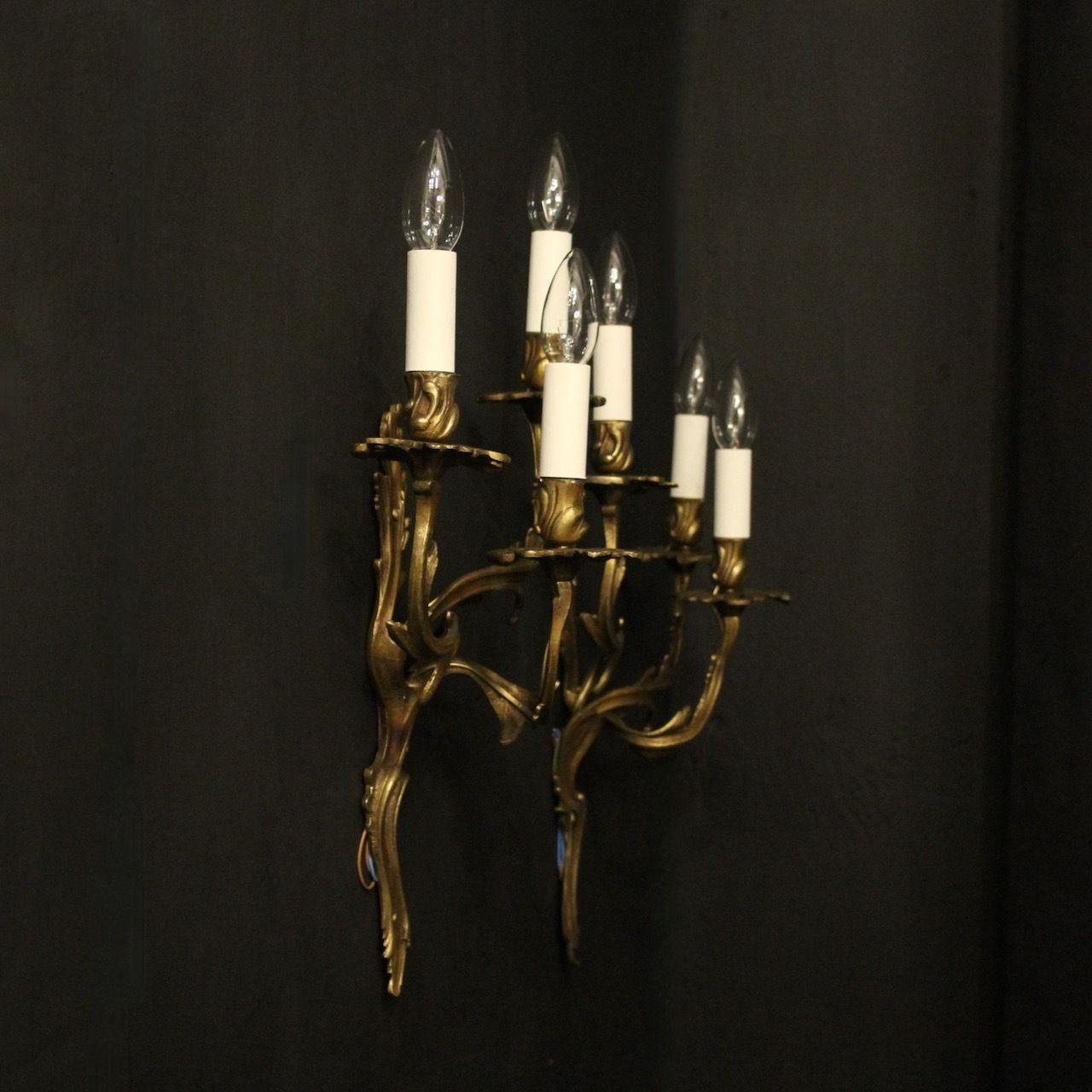 photo for sale French Pair Of Bronze Antique Wall Sconces