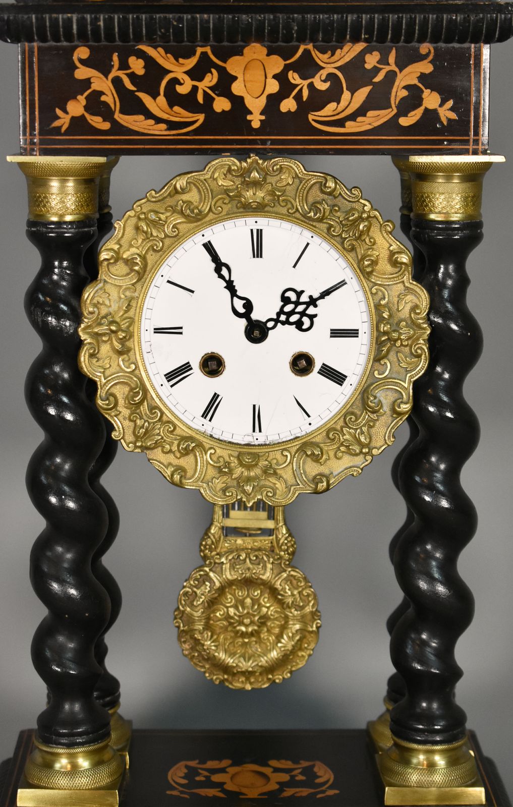 French Portico Barley Twist Clock Napoleon III photo 315.0