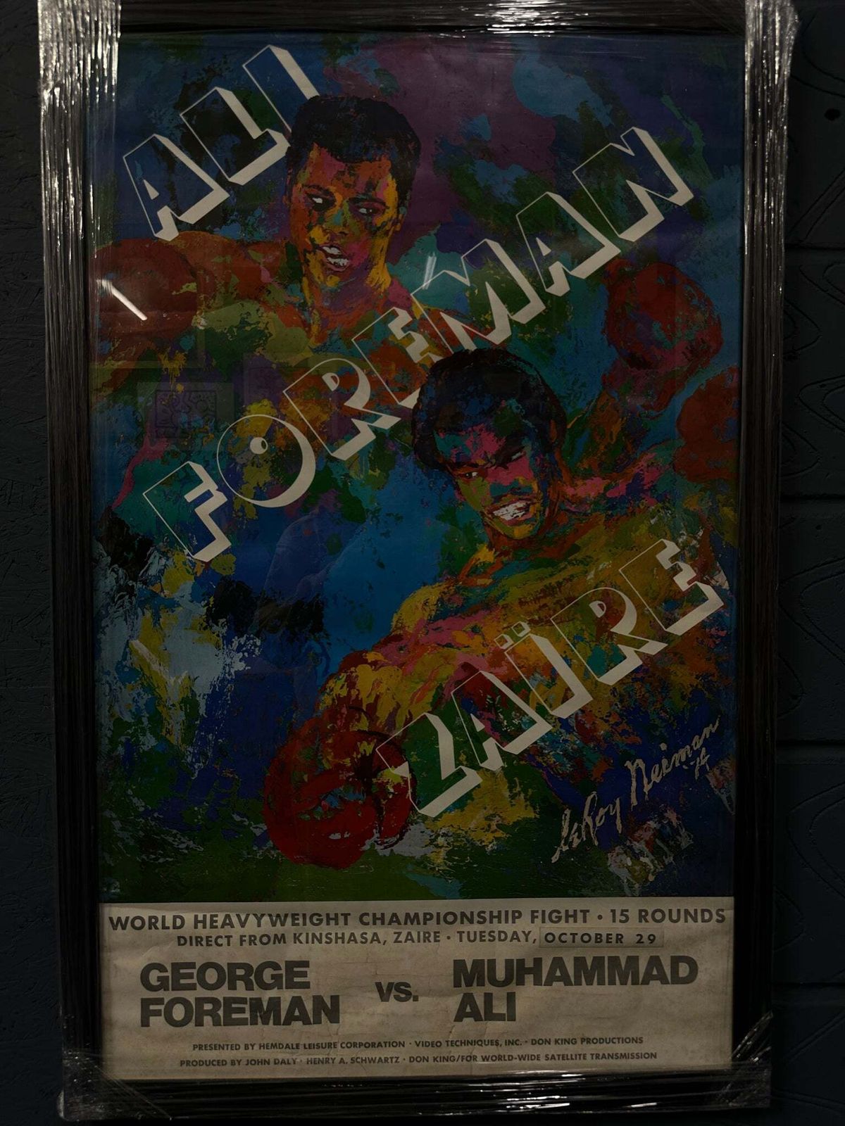Leroy Neiman “Muhammad Ali Vs George Foreman” – Original Framed & Sealed Fight Poster photo furniture