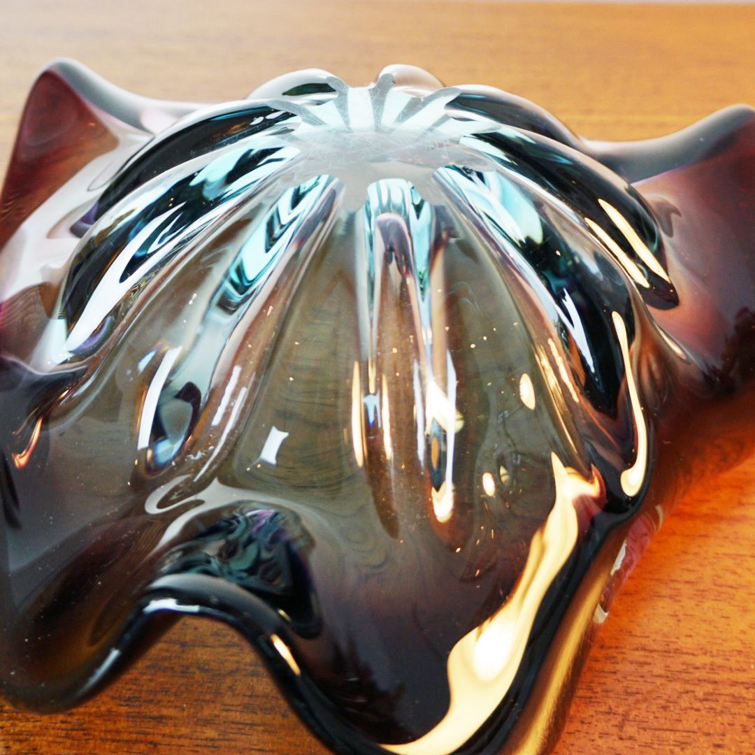 Deep Purple & Aqua Sommerso Glass Bowl By Josef Hospodka For Chribská (1970s) photo furniture